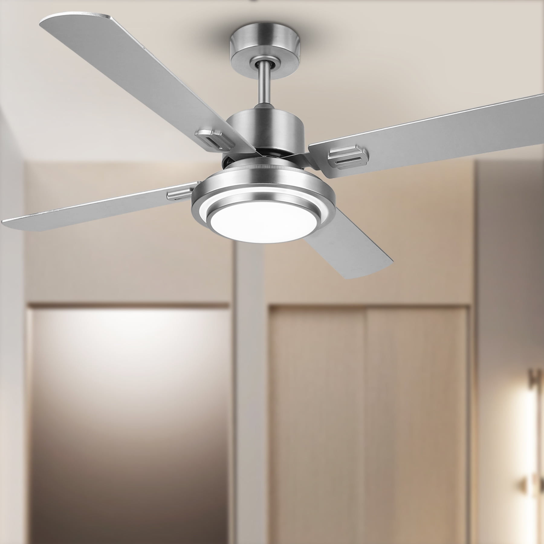 Wallpaper #57EF4 Mainstays 42 Hugger Metal Indoor Ceiling Fan with Light White 4