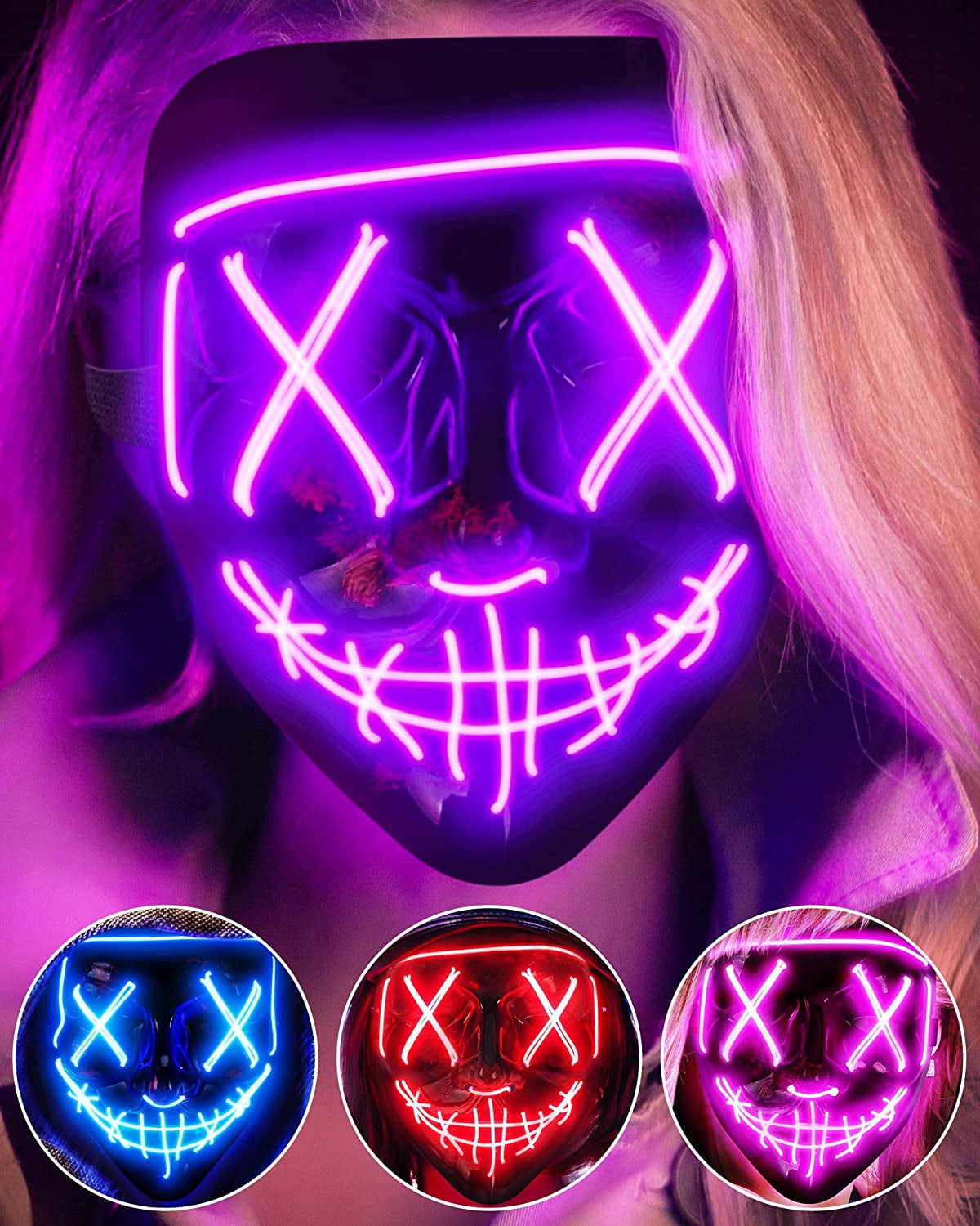 Wallpaper #vmfg95IBSpphPi3-Voeh230 Light Up Mask LED Mask Scary Halloween Mask Glow Neon Mask Costume