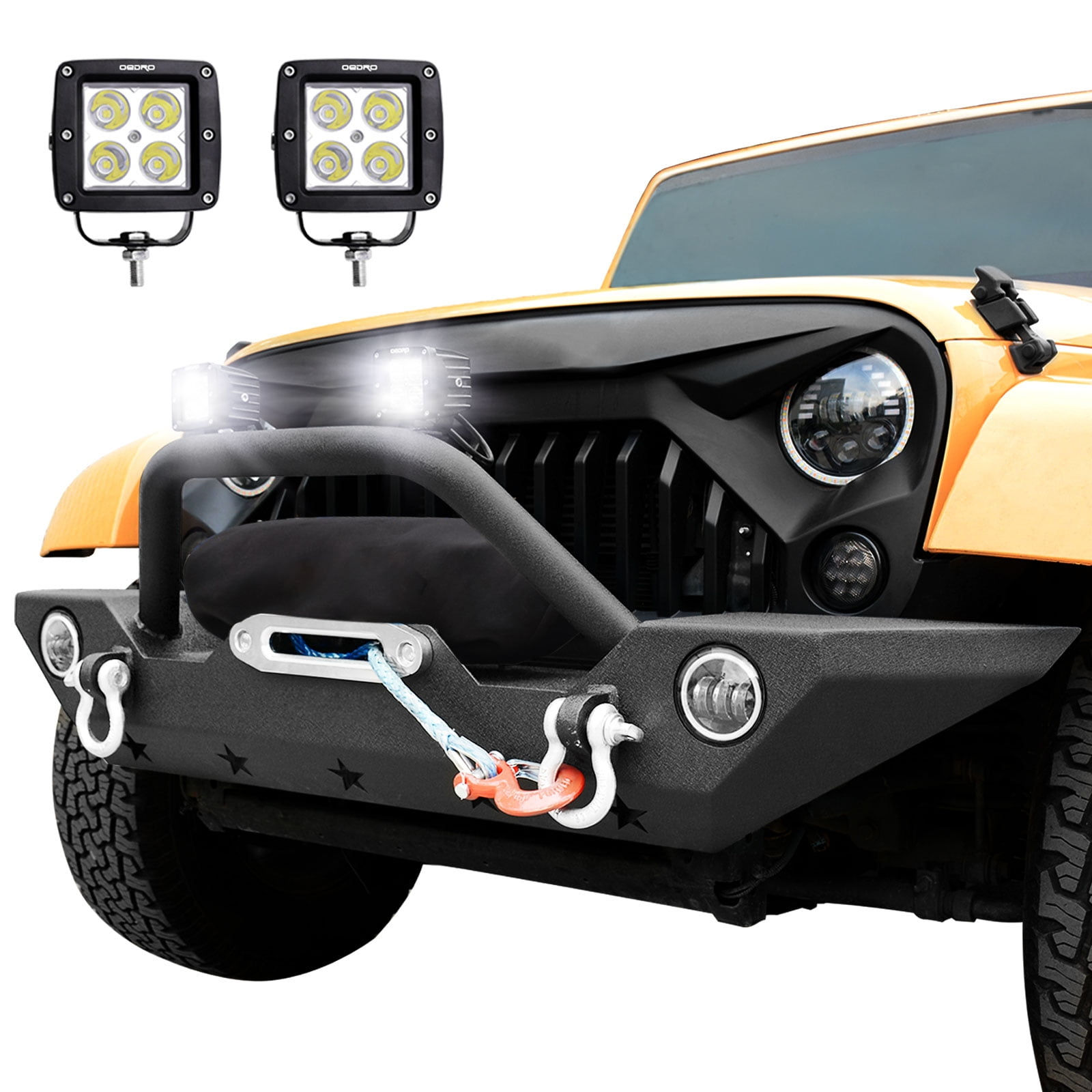 Wallpaper #rxmwO48BtGB6xQ78jrEv31 Jk Front Bumper 2x Square LED Light Bars Combo Compatible for 07 18