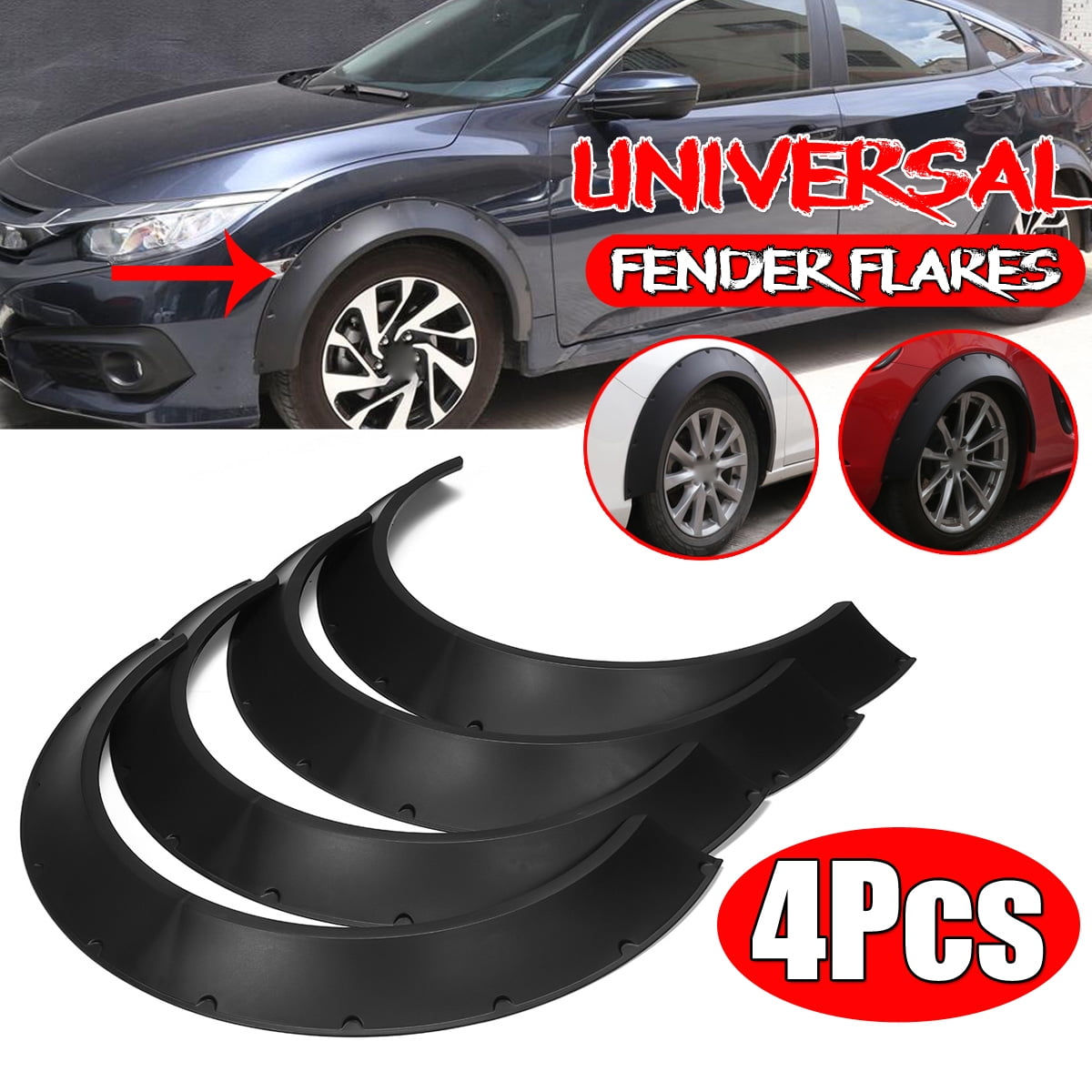 Wallpaper #_UYyVZcBqAgmjOk2pl2I220 Universal 4pc Extra Wide Body Fender Flares Pocket Rivet for Tesla