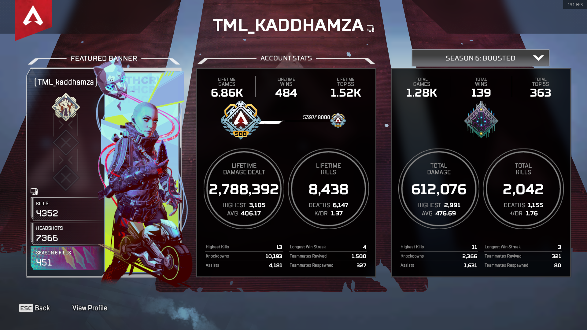 Wallpaper #yme6EpMBSpphPi3-Bfym409 Account Apex from Season 0 to S7 9000 Kill with Bloodhound Heirloom 66