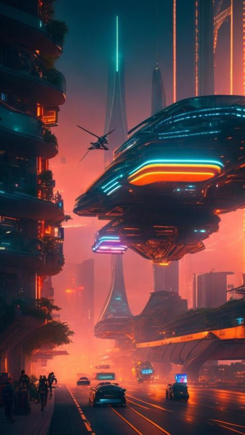 Wallpaper #v5yx4ZIBZHQxiYar0bzY168 AI Generated Aesthetic Cyberpunk Style City Street at Night Wallpaper