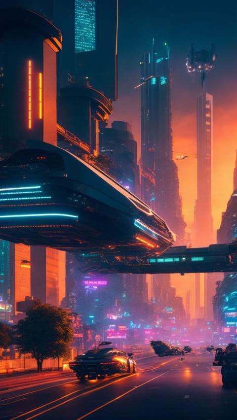 Wallpaper #v5yx4ZIBZHQxiYar0bzY191 AI Generated Aesthetic Cyberpunk Style City Street at Night Wallpaper