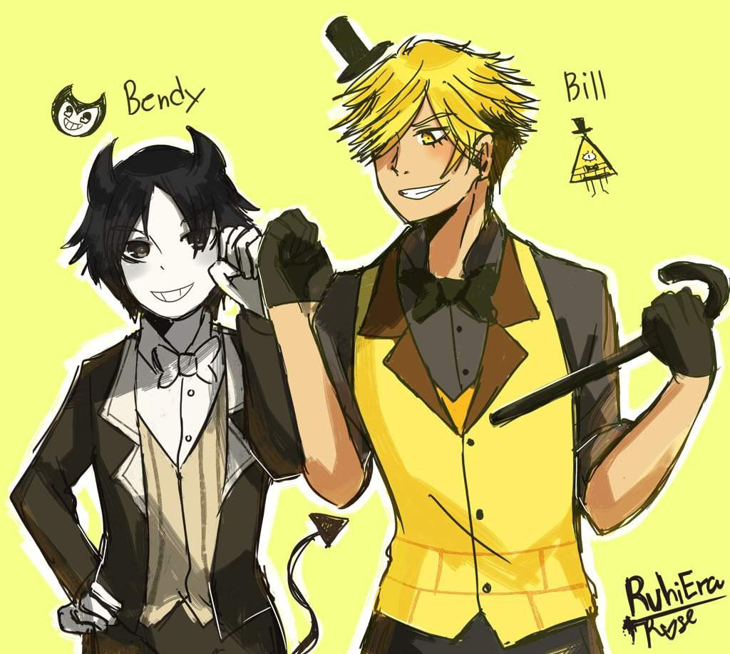 Wallpaper #yGeGApMBSpphPi3-qq-c308 Bendy the Ink Demon and Bill Cipher Crossoverfanart Bendy and the