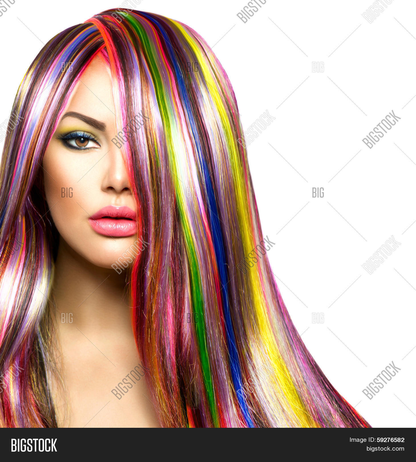 Wallpaper #0RkzIo8BtGB6xQ78-oFq27 Colorful Hair Makeup Image Photo Free Trial Bigstock