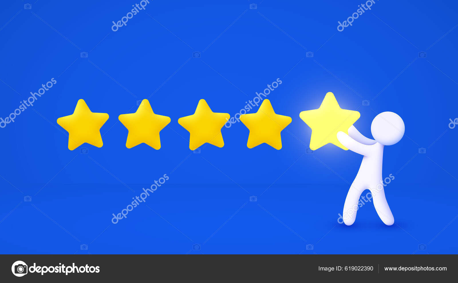 Wallpaper #k2eg8pIBSpphPi3-sXFs359 White Cartoon Man Pointing Five Gold Star Rating Feedback Concept Stock