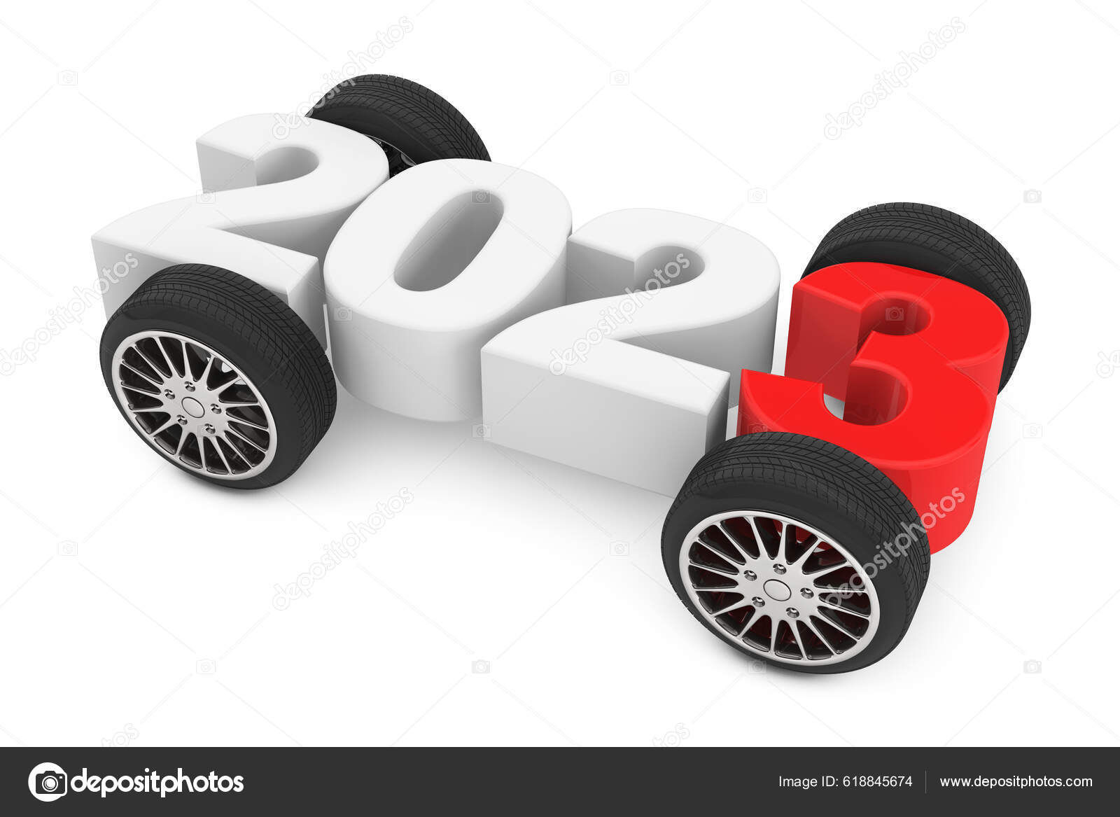Wallpaper #hgPAYpMBpyOg8YnEFtMQ35 2023 Year Concept Car Wheels White Background Rendering Stock Photo by
