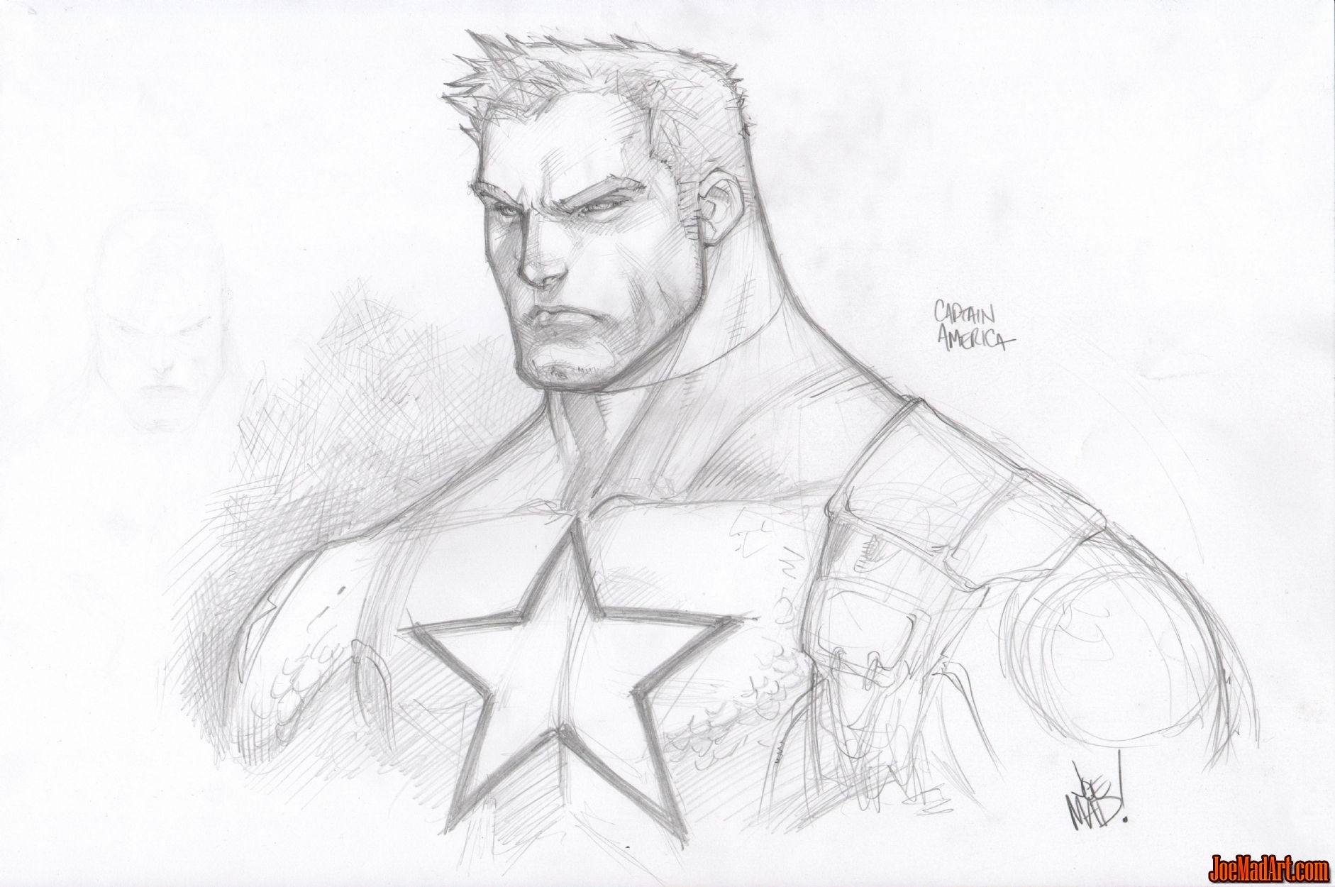 Wallpaper #5md7-pIBSpphPi3-k5Dd101 Joemadartcom Wizard Magazine 168 Captain America Bust Sketch
