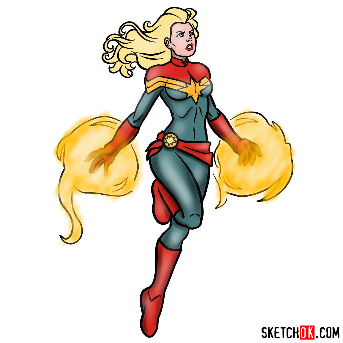 Wallpaper #-DF3NZMB5zzyi_yYN1b-197 Captain Marvel Drawing Pencil Sketch Colorful Realistic Art Images