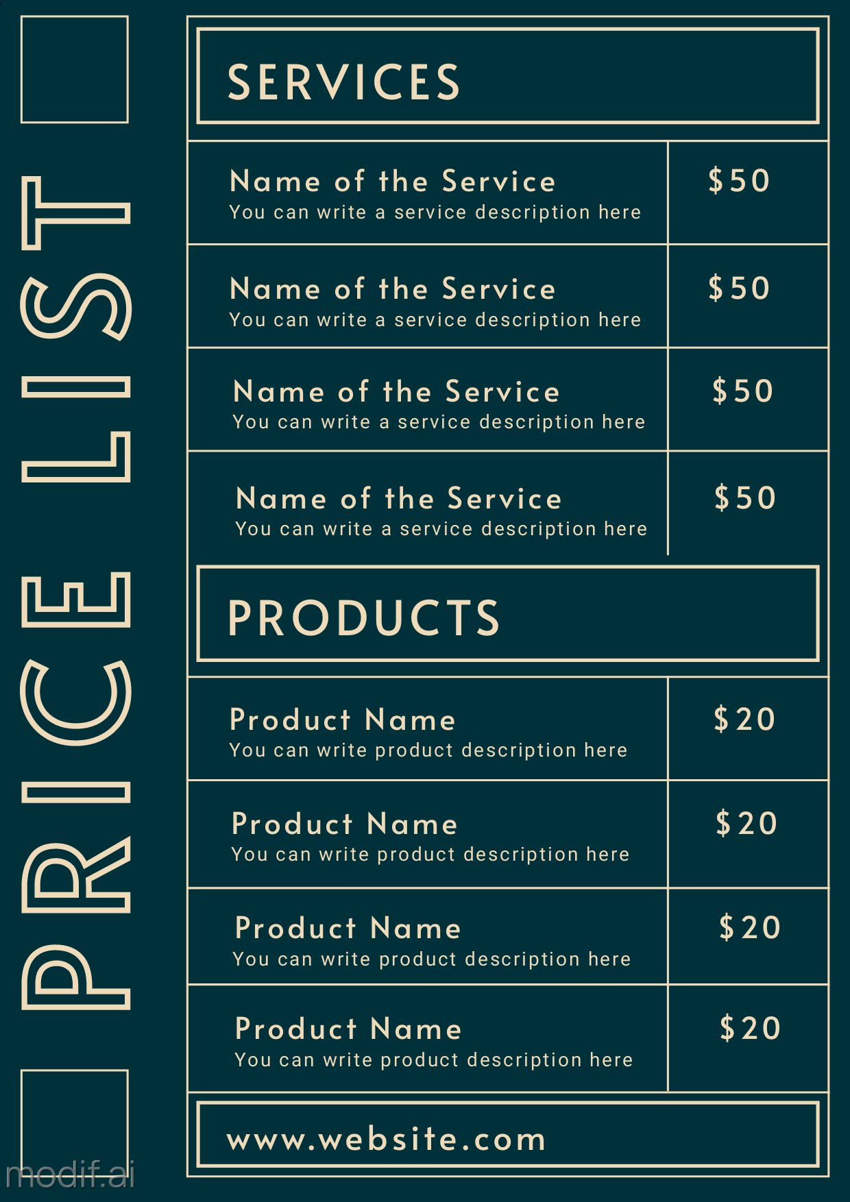 Wallpaper #omePB5MBSpphPi3--8b424 Price List Template with Dark Green Background Mediamodifier