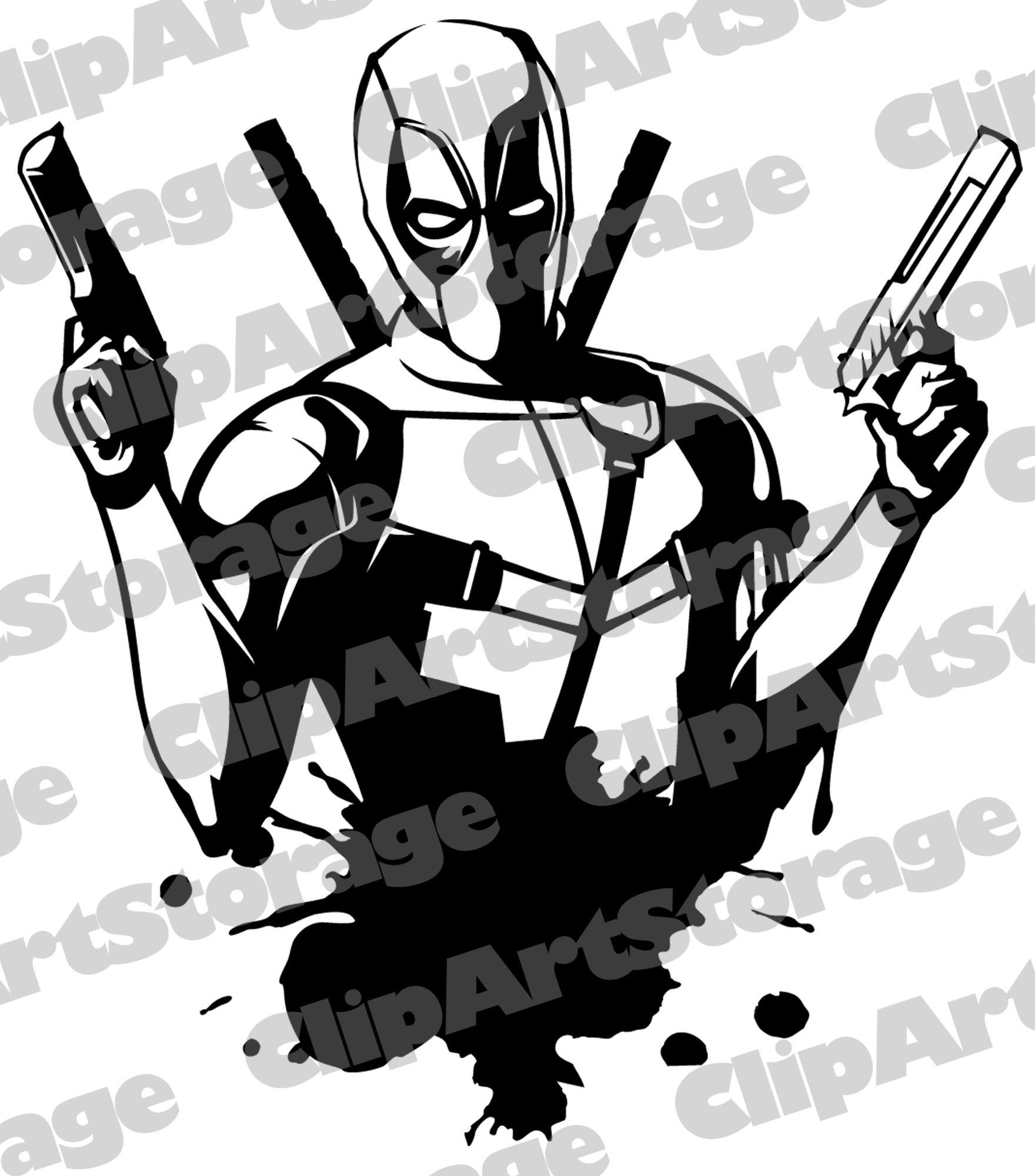 Wallpaper #Pmet-5IBSpphPi3-6ZVU499 Deadpool Clipart Black and White Deadpool Svg Clipart Vector Drawing
