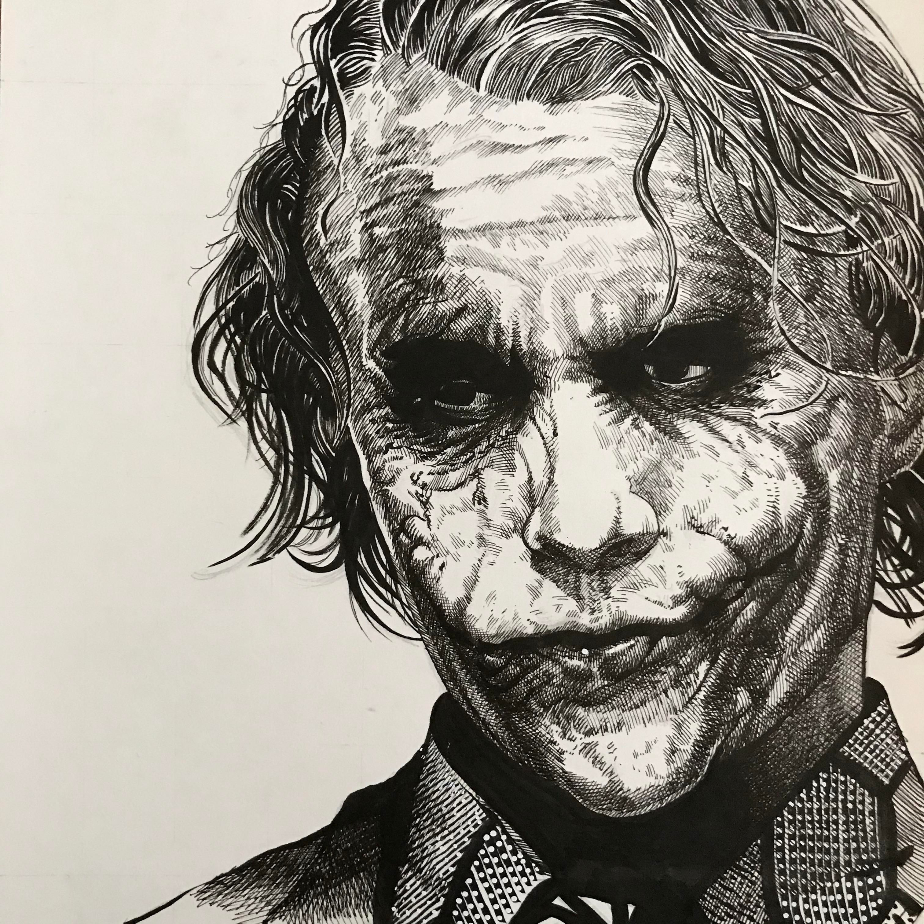 Wallpaper #UxouUZMB1yWOL4qg54He278 Joker Ink Drawing Rdrawing