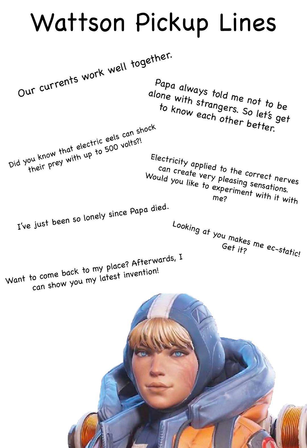 Wallpaper #AYt_dJcBcm9NJah-EnYw9 Apex Legend Pickup Lines Part 4 Wattson Rapexlegends