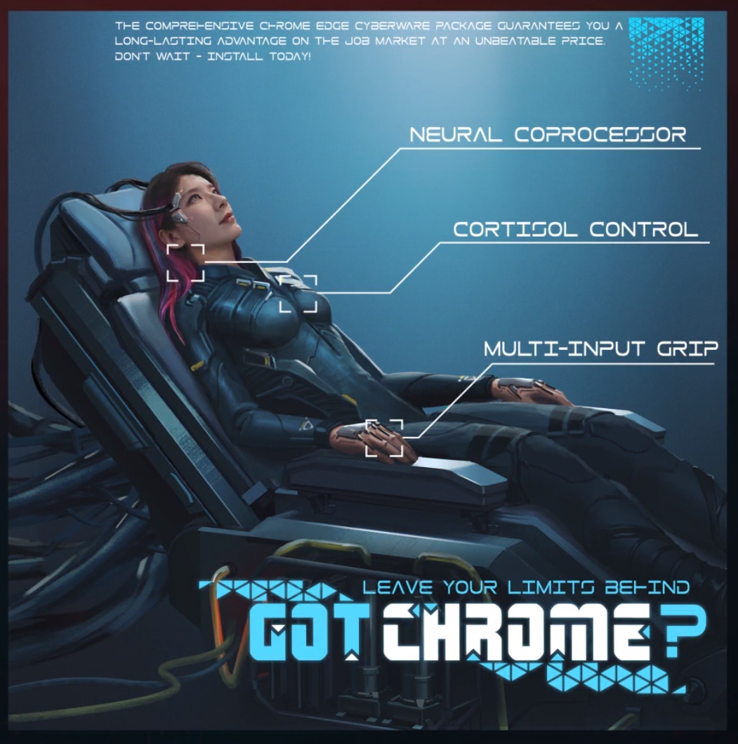 Wallpaper #8GhsGJMBSpphPi3-dxIH8 Cyberpunk 2077 Got Chrome Cyberware Ad Kazuliski Rkazuliski