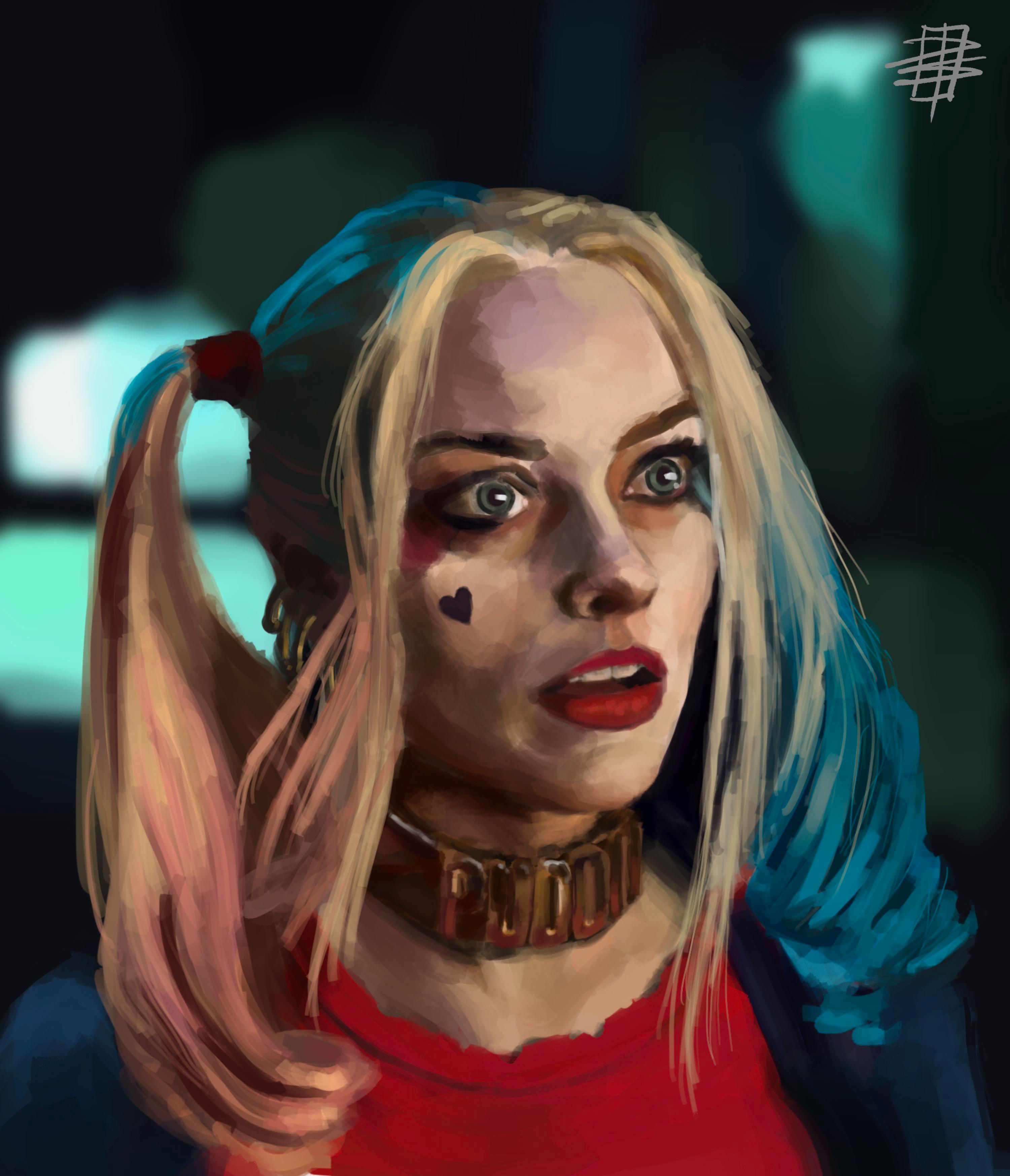 Wallpaper #9n1N8I4Bnwiau_P6IwWm26 Fan Art Harley Quinn Played by Margot Robbie Study by Me I Learned