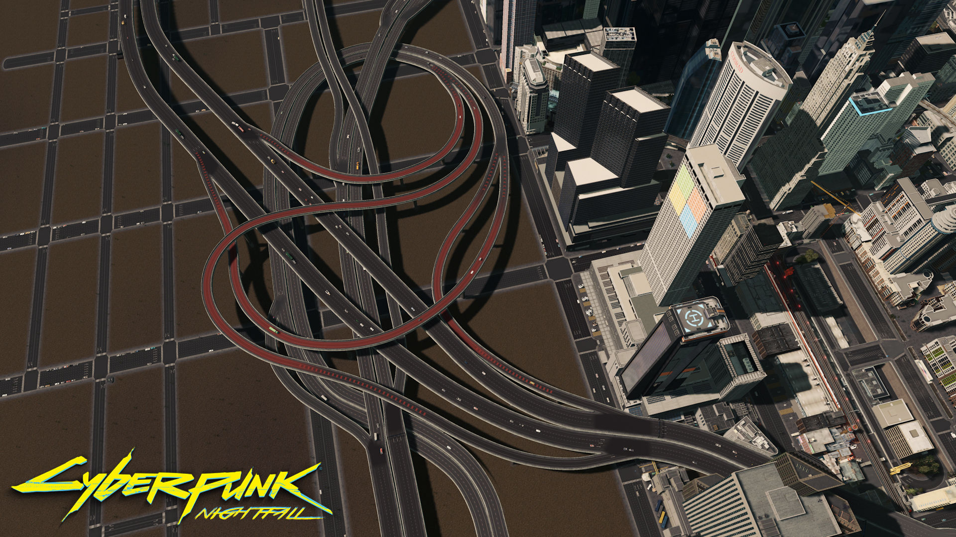Wallpaper #cn1h9I4Bnwiau_P6iQ_b19 Cyberpunk Nightfall City Highway Network Takaosan Interchange R