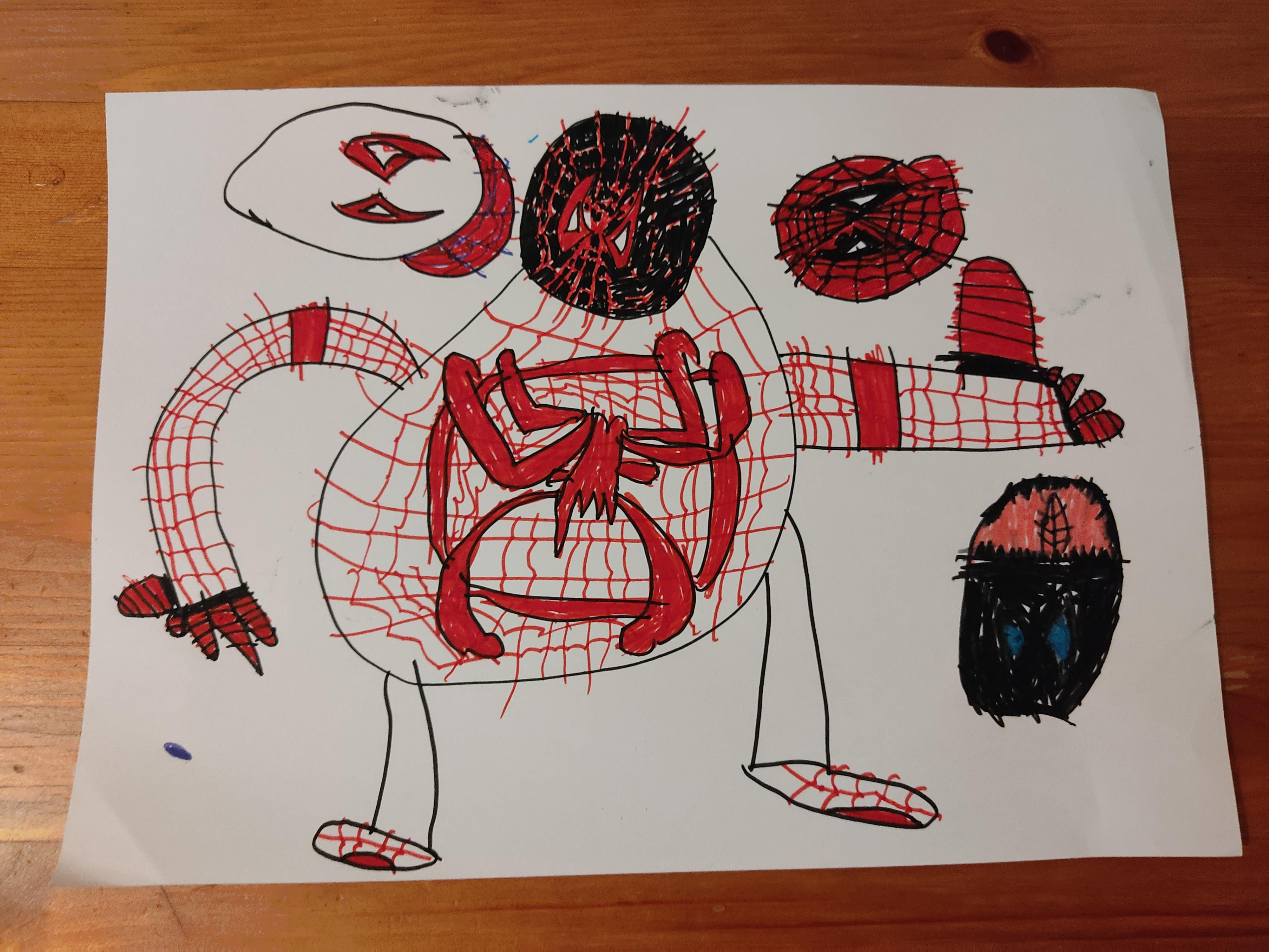 Wallpaper #r6VbOJMBVBiSkHCaO42I261 My 4 Year Olds Drawing of Miles Morales Spider Gwen Peter Parker and