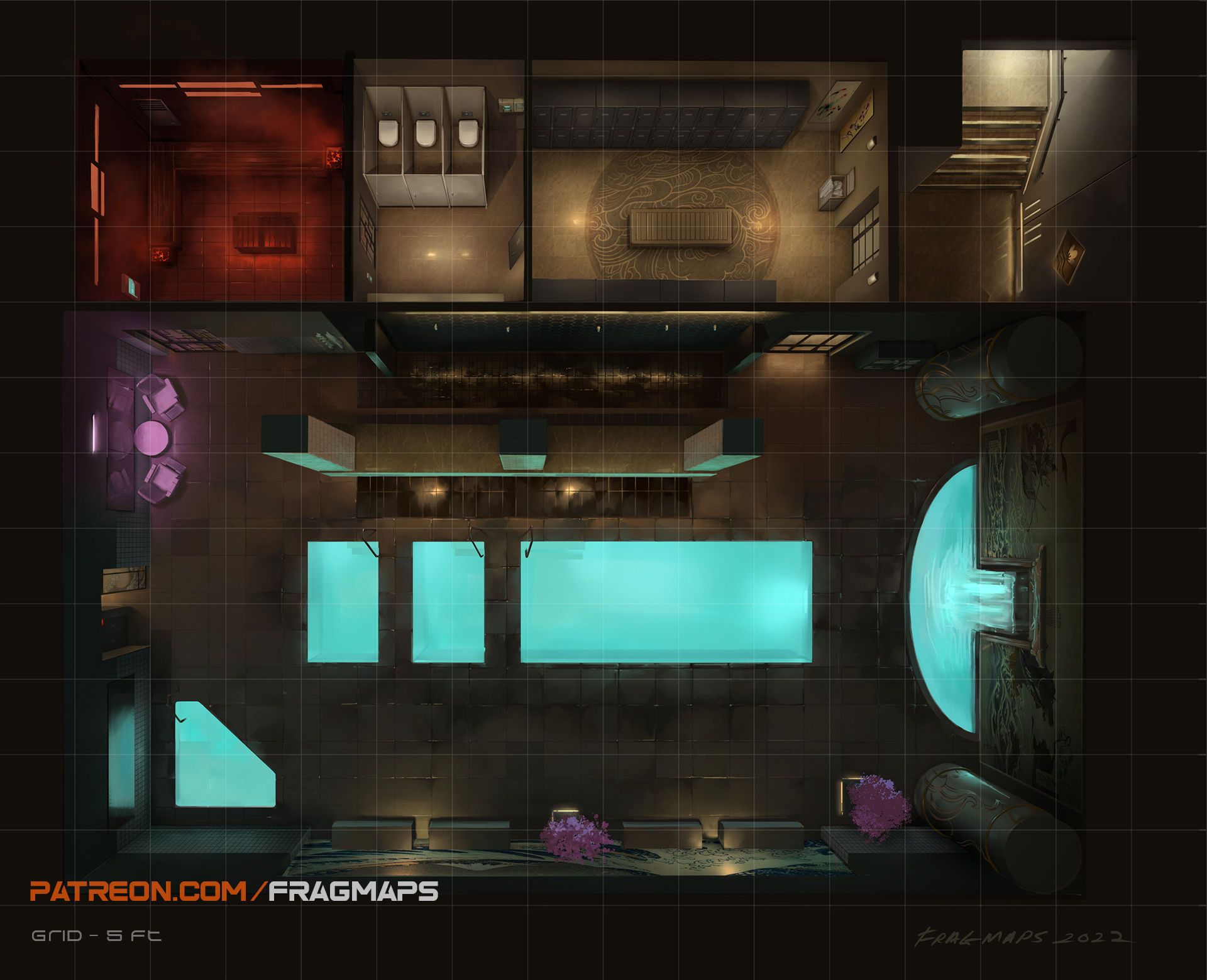 Wallpaper #JIf7MZMBPAdmKxa2WmOw99 Yakuza Bathhouse Sauna Cyberpunk Battle Map Scifimaps