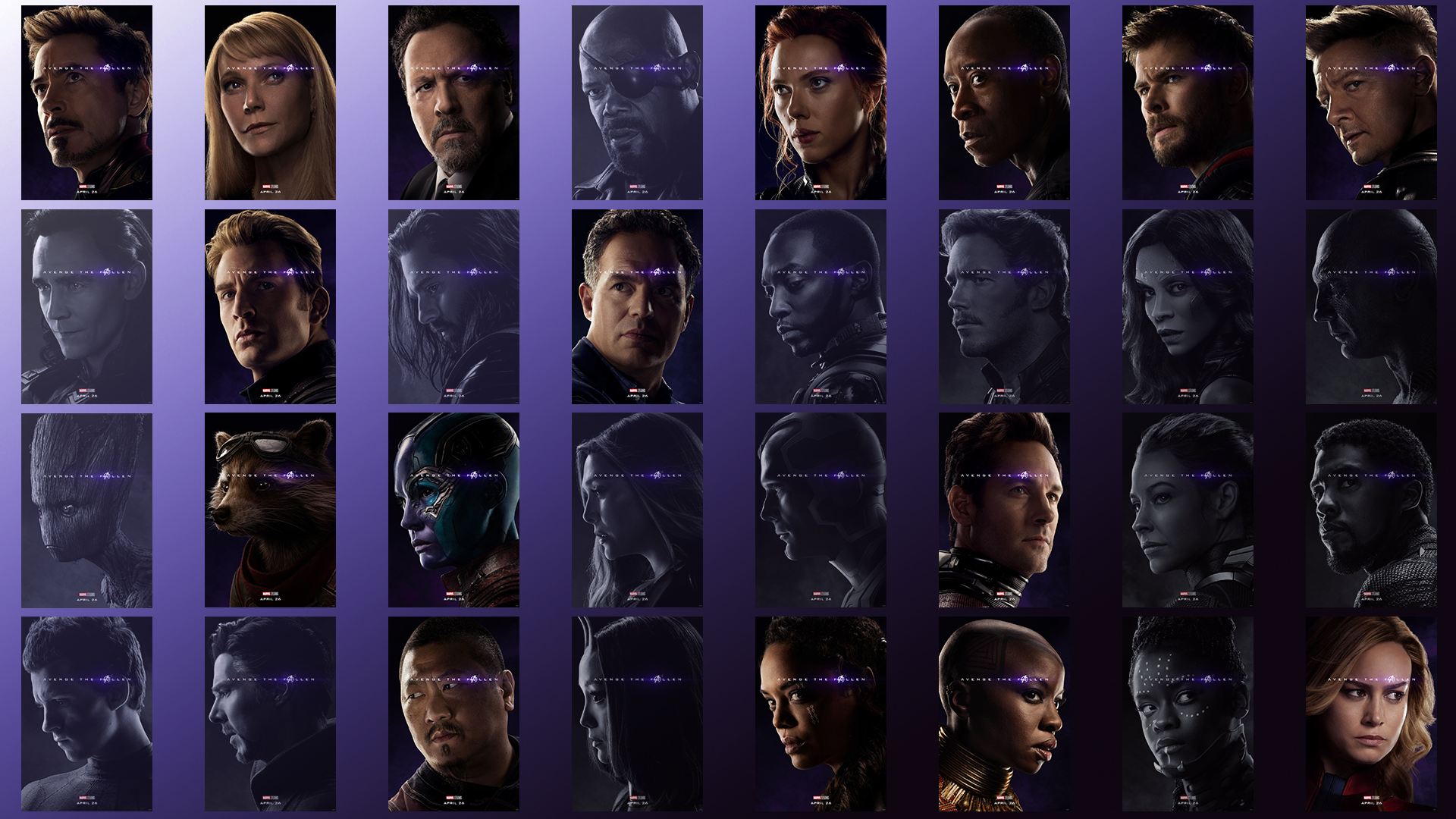 Wallpaper #b2h5GpMBSpphPi3-GRwH136 Avengers Endgame Character Posters Wallpaper 1920x1080 Png R