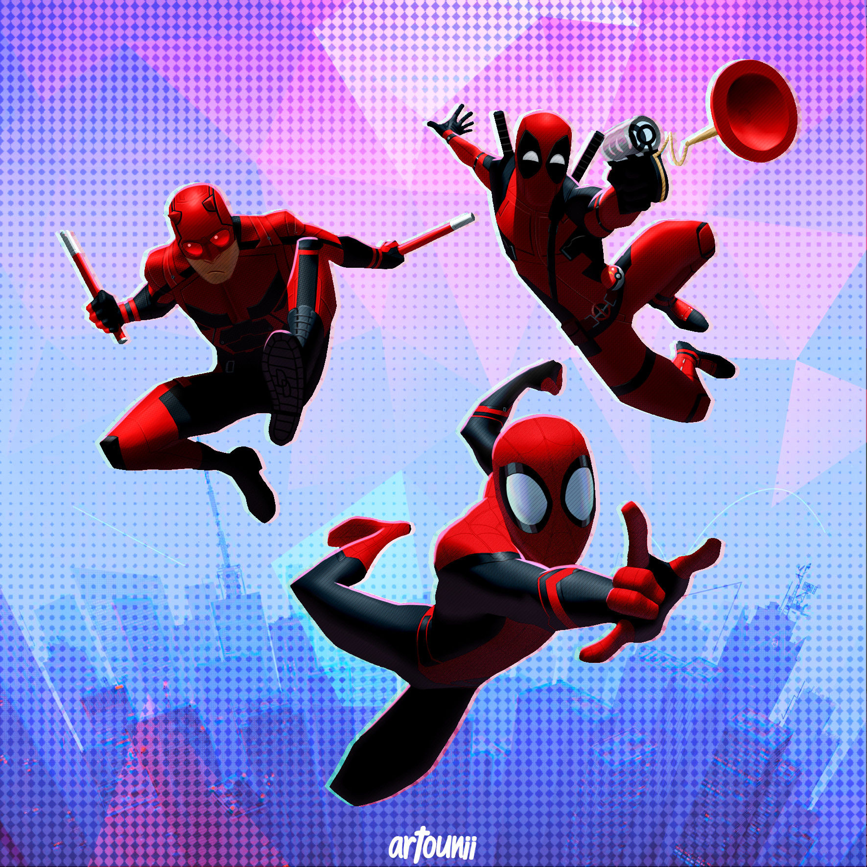 Wallpaper #jWgOF5MBSpphPi3-qA1h98 Spider Man Daredevil Deadpool by Thony Khim Rmarvel
