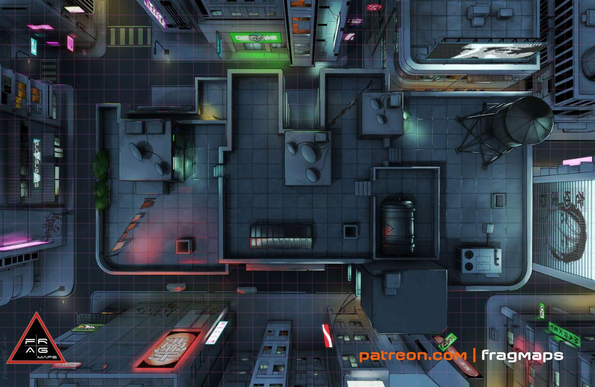 Wallpaper #JIf7MZMBPAdmKxa2WmOw214 Old Cyberpunk City Rooftop Rpg Map Rsavageworlds