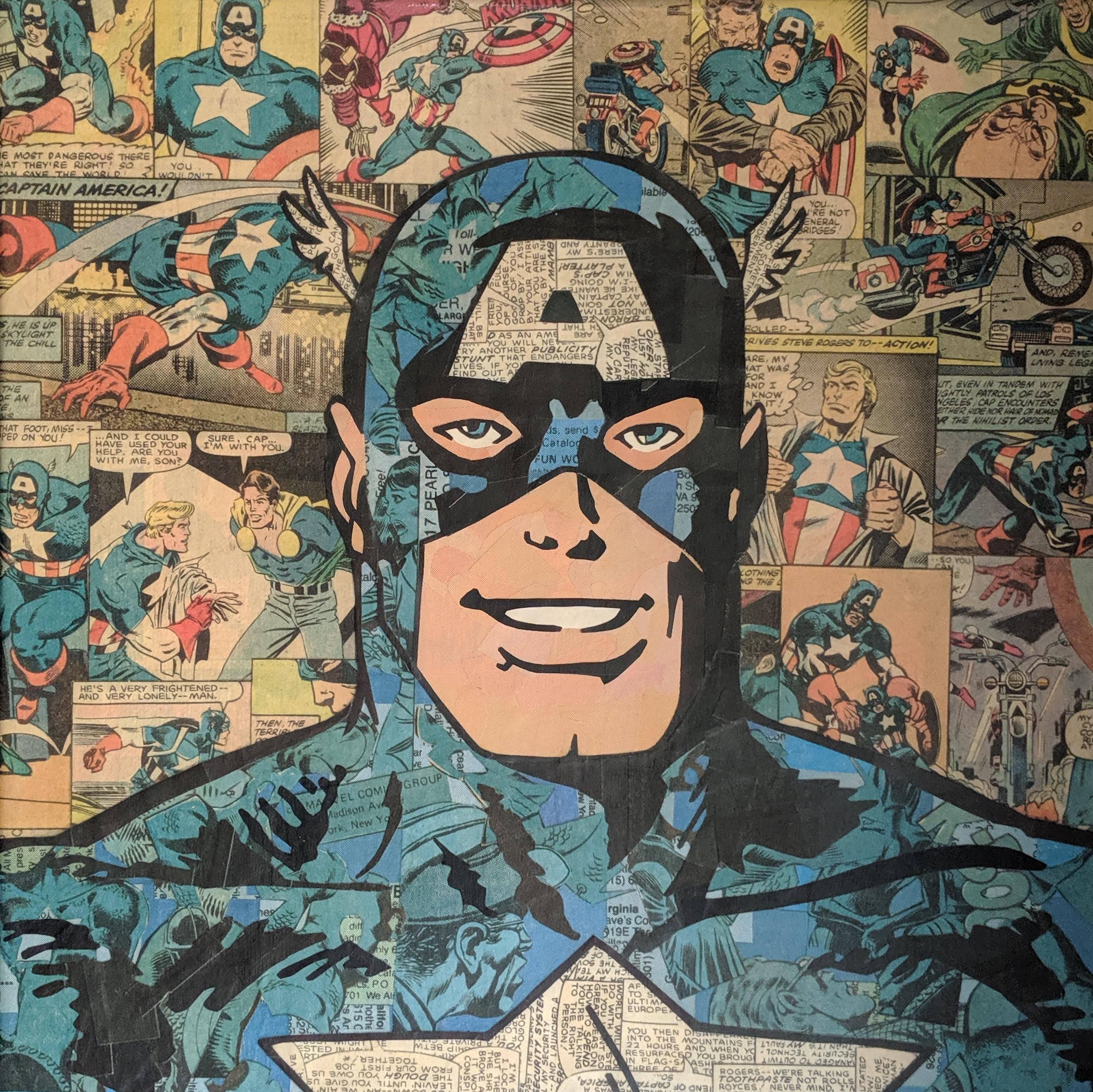 Wallpaper #zWdQ-ZIBSpphPi3-lozD176 Captain America Collage Made 100 from Old Comics by Mike Alcantara