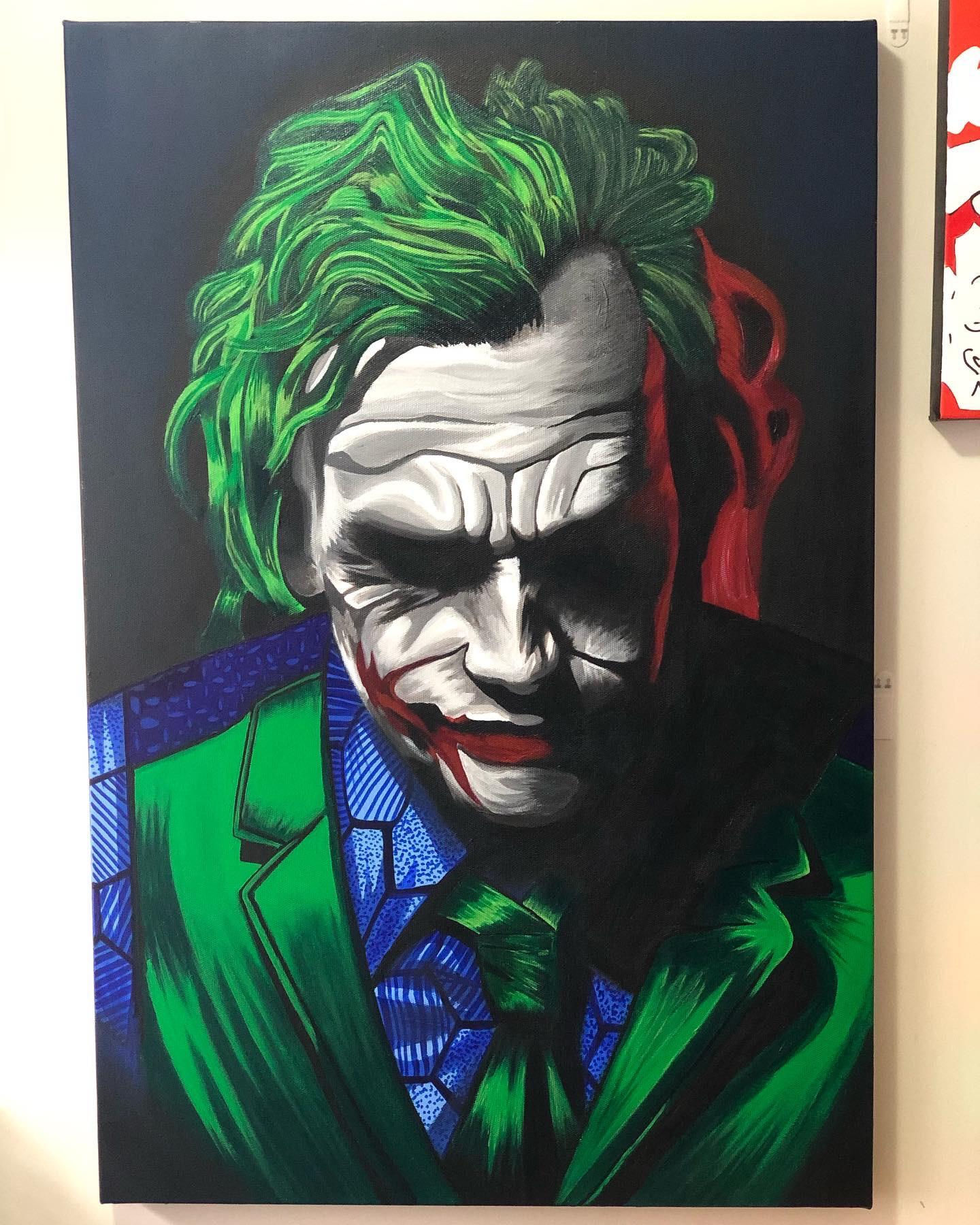 Wallpaper #AGeC-pIBSpphPi3-h5EP304 Amazing Heath Ledgers Joker Acrylic on Canvas 24x36 Prints Available