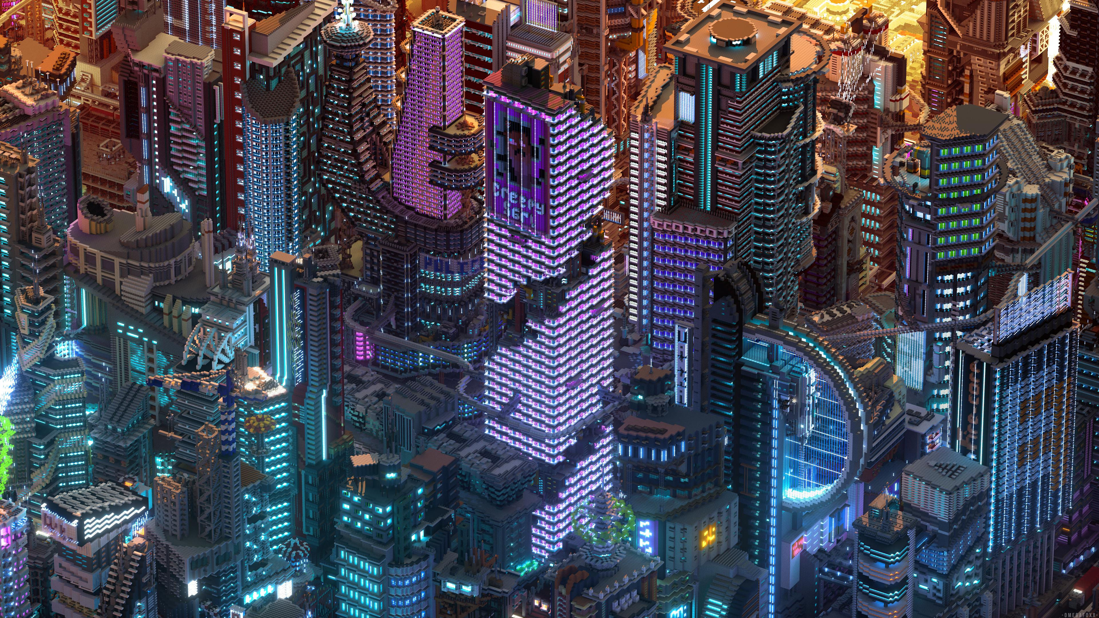 Wallpaper #MABN144BSdW8dNouHgoa51 Render for the Cyberpunk Map by Elysiumfire Rminecraft