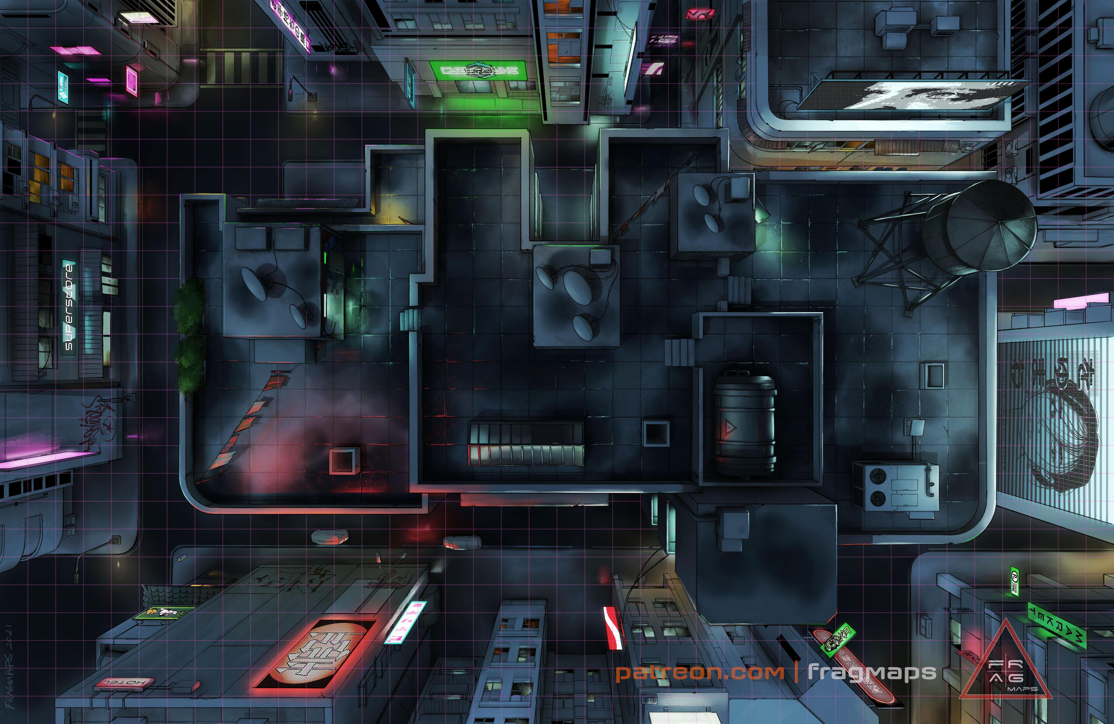 Wallpaper #-hkzAo8BtGB6xQ78BEmW45 The Old Rooftop Cyberpunk City Battle Maps Rbattlemaps