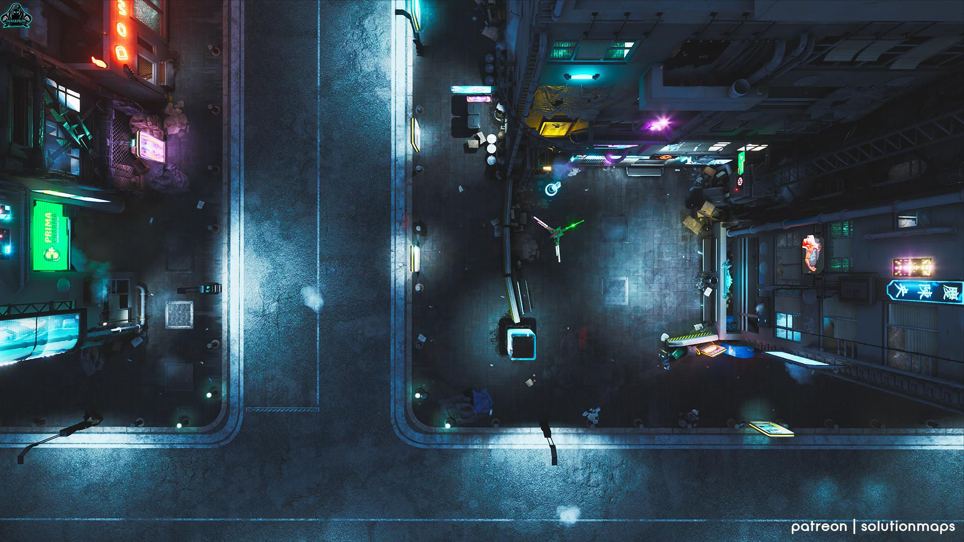 Wallpaper #TGdYCpMBSpphPi3-C9QB146 Dystopian City Junction Cyberpunk Animatedstatic Battle Map