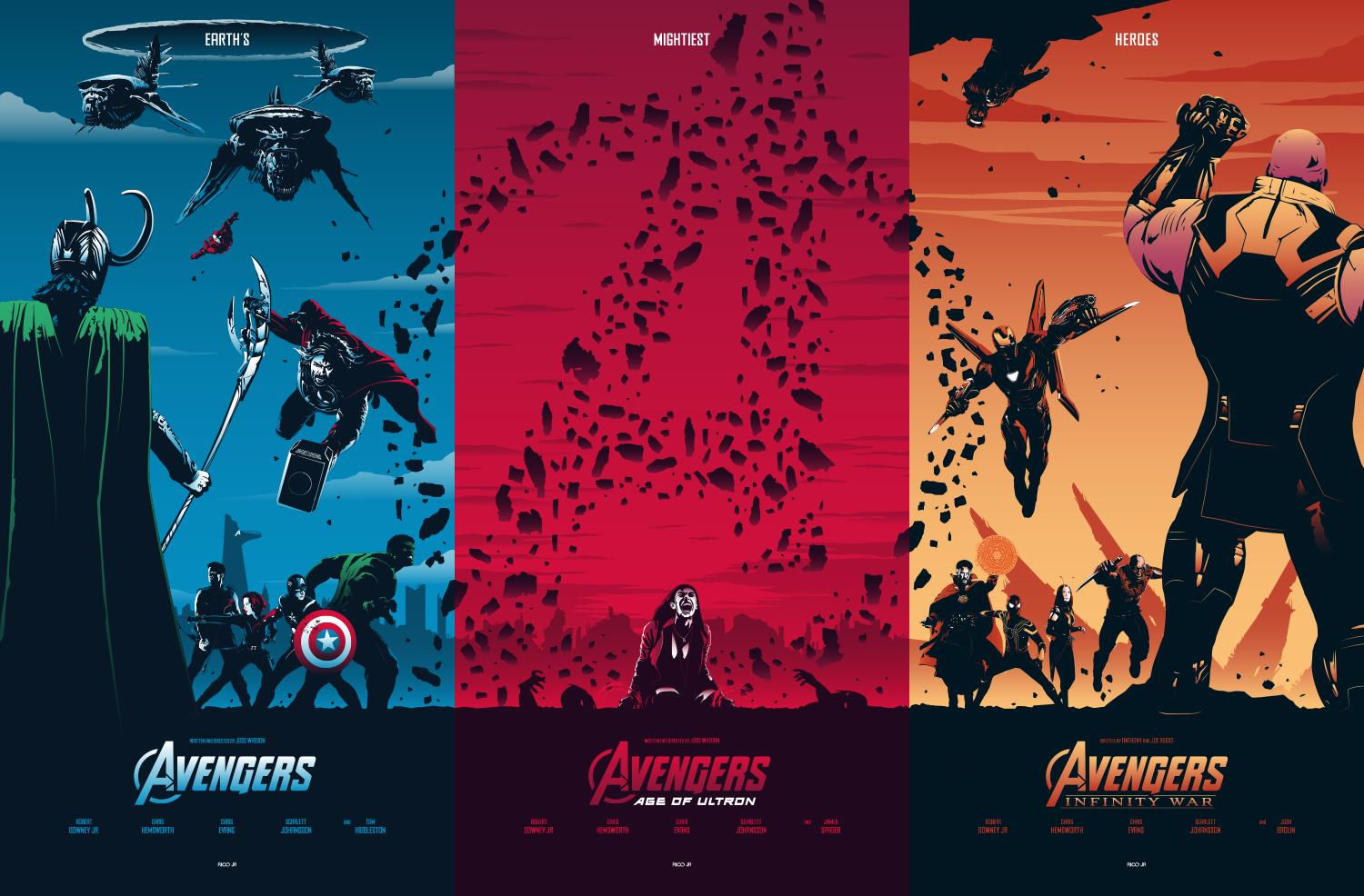 Wallpaper #LzHaNZMB5zzyi_yYW1in145 Avengers Trilogy Poster Set by Julien Rico Jr Rmarvel