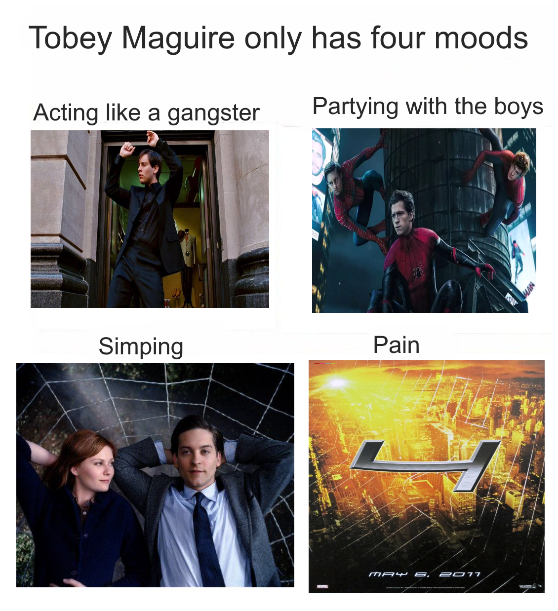 Wallpaper #5GjbFJMBSpphPi3-7QVM76 The 4 Moods of Tobey Maguire Rraimimemes