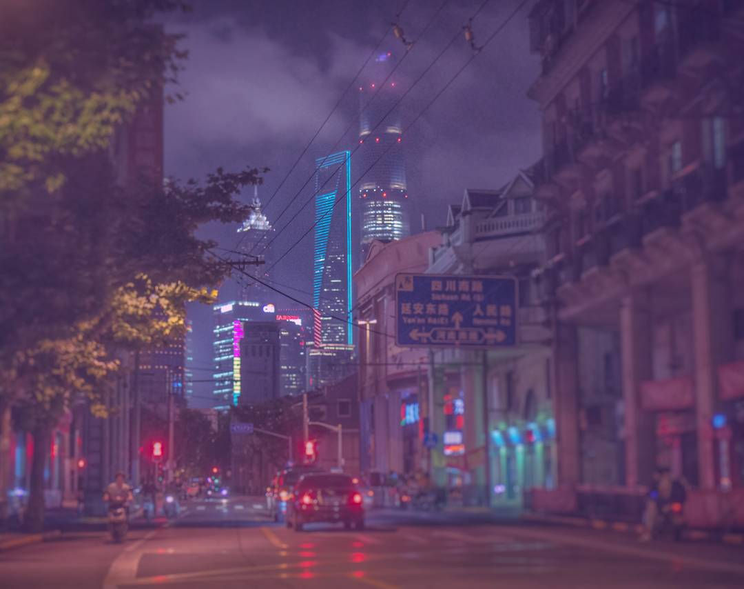 Wallpaper #WnTjvo4B_8f4nGFaZ2yS46 Street Level View of the Shanghai Skyline Oc Rcyberpunk