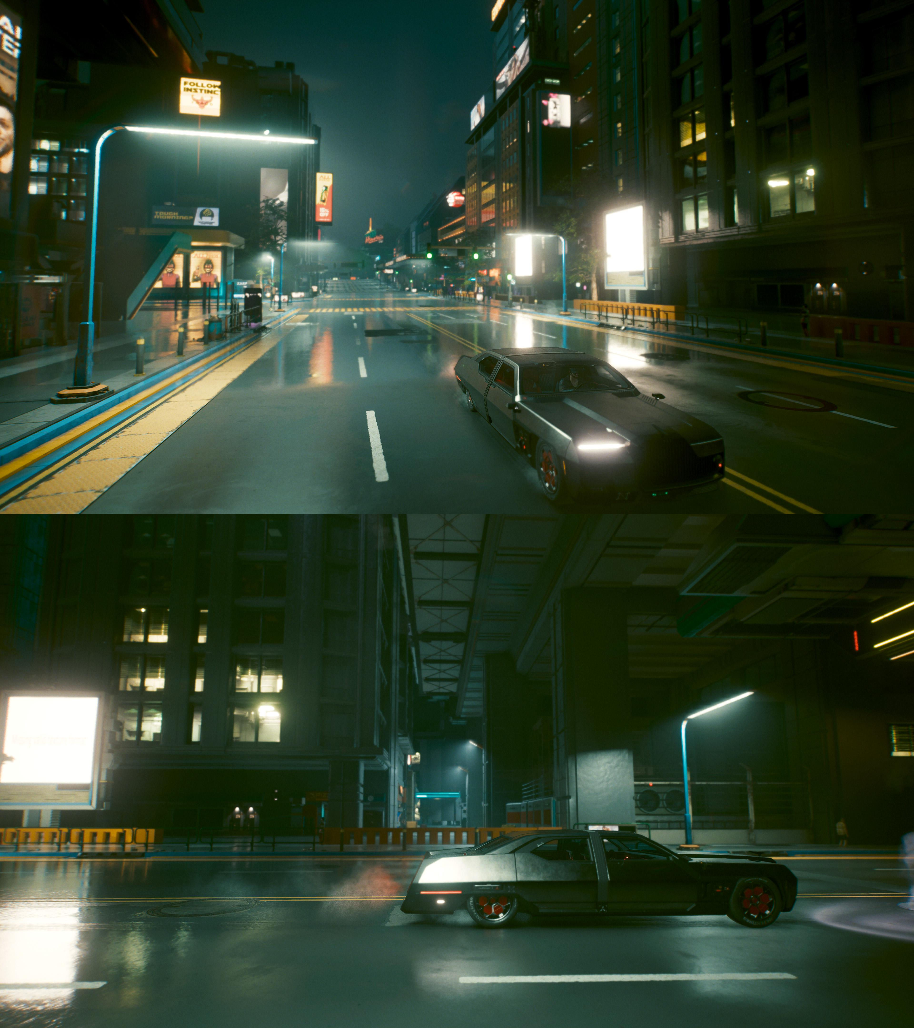 Wallpaper #cn1h9I4Bnwiau_P6iQ_b7 In Cyberpunk 2077 the Highway Overpasses Block Rain Reducing the