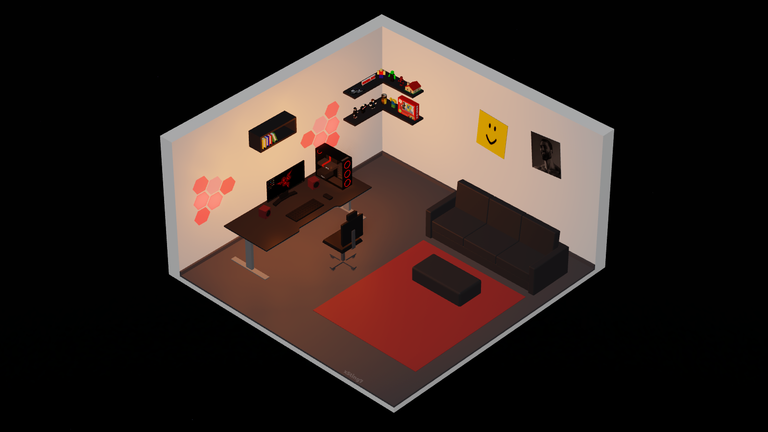 Wallpaper #tGh5I5MBSpphPi3-JzUR223 Isometric Gaming Room Its a Screenshot Taken in Roblox Studio Not a