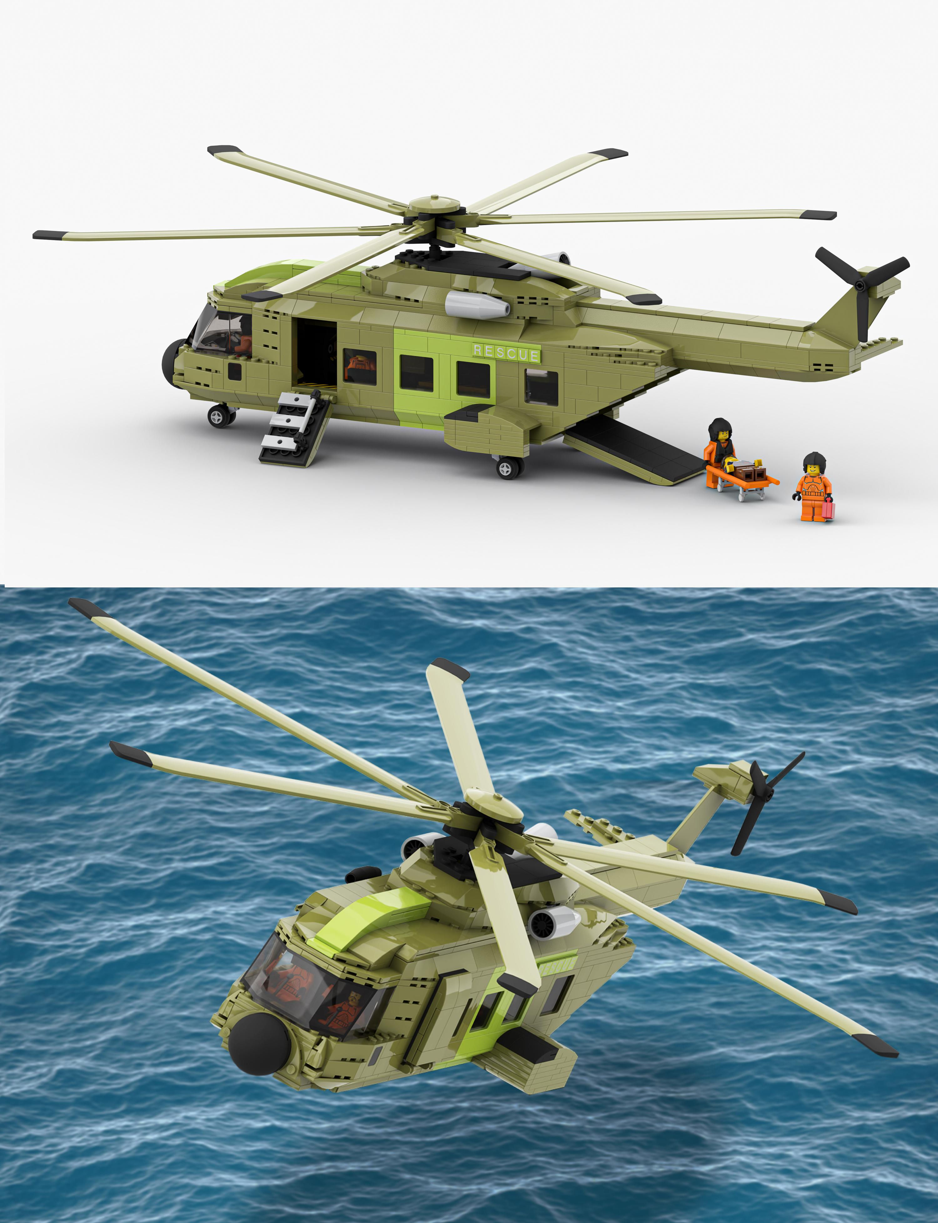 Wallpaper #74fzMZMBPAdmKxa2umJ6171 Moc of a Eh101 Merlin Rescue Helicopter Rlego