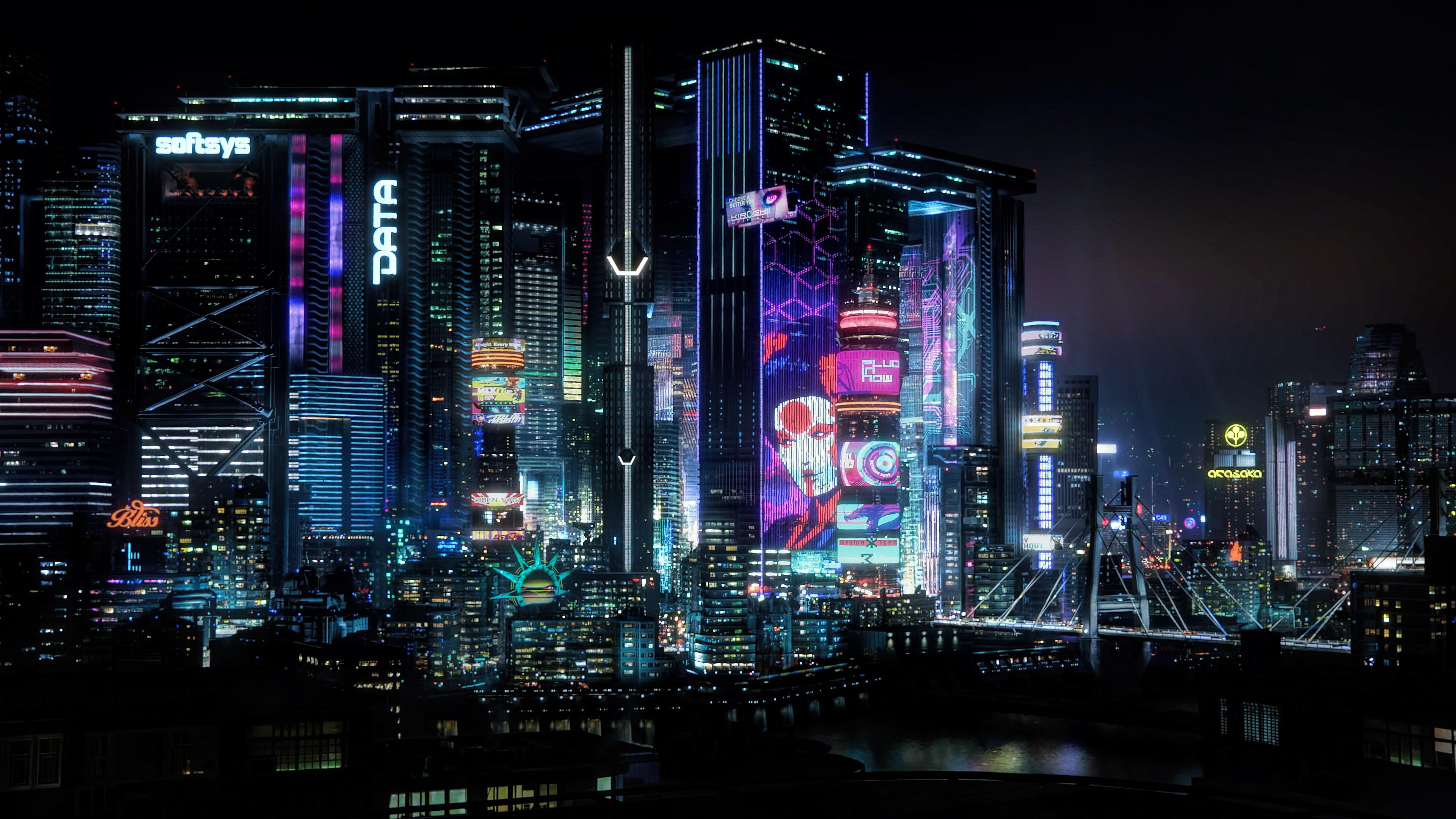 Wallpaper #Imh7F5MBSpphPi3-_A9s30 Cyberpunk Neon City Wallpaper 4K Made the Logo on the Back of the