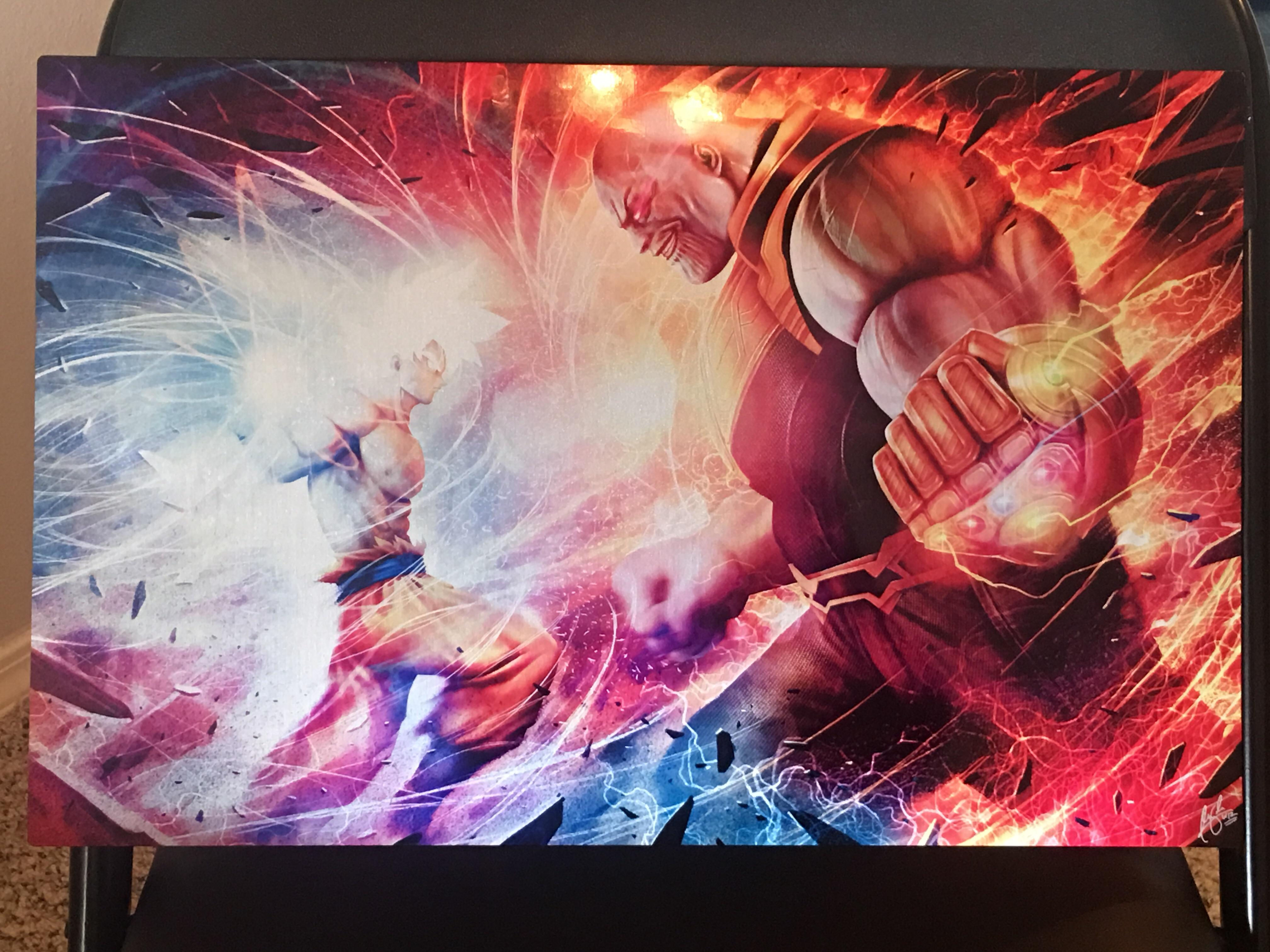 Wallpaper #gqVFOJMBVBiSkHCaoo0k20 I Got This at Kamehacon Last Year Thanos vs Ultra Instinct Goku the