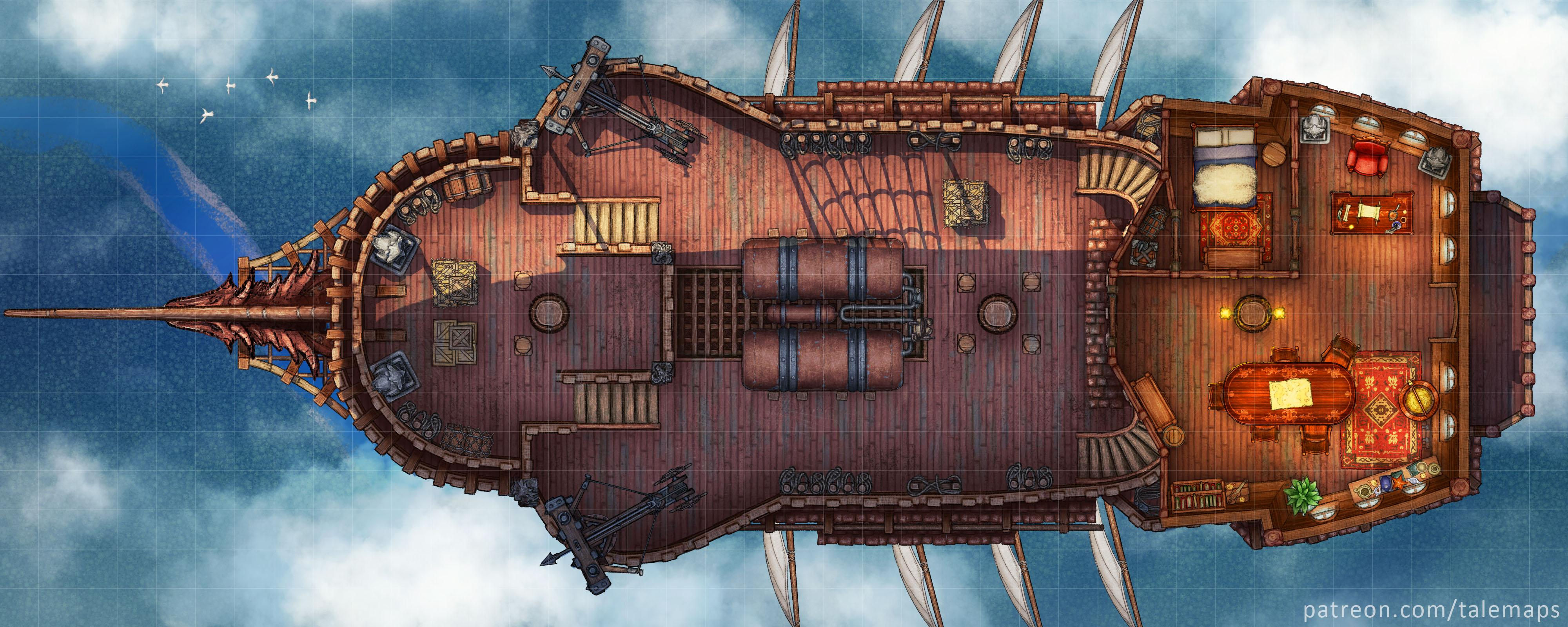 Wallpaper #5JxX4pIBZHQxiYari78Z91 Flying Ship Battlemap 40x16 Rdndmaps