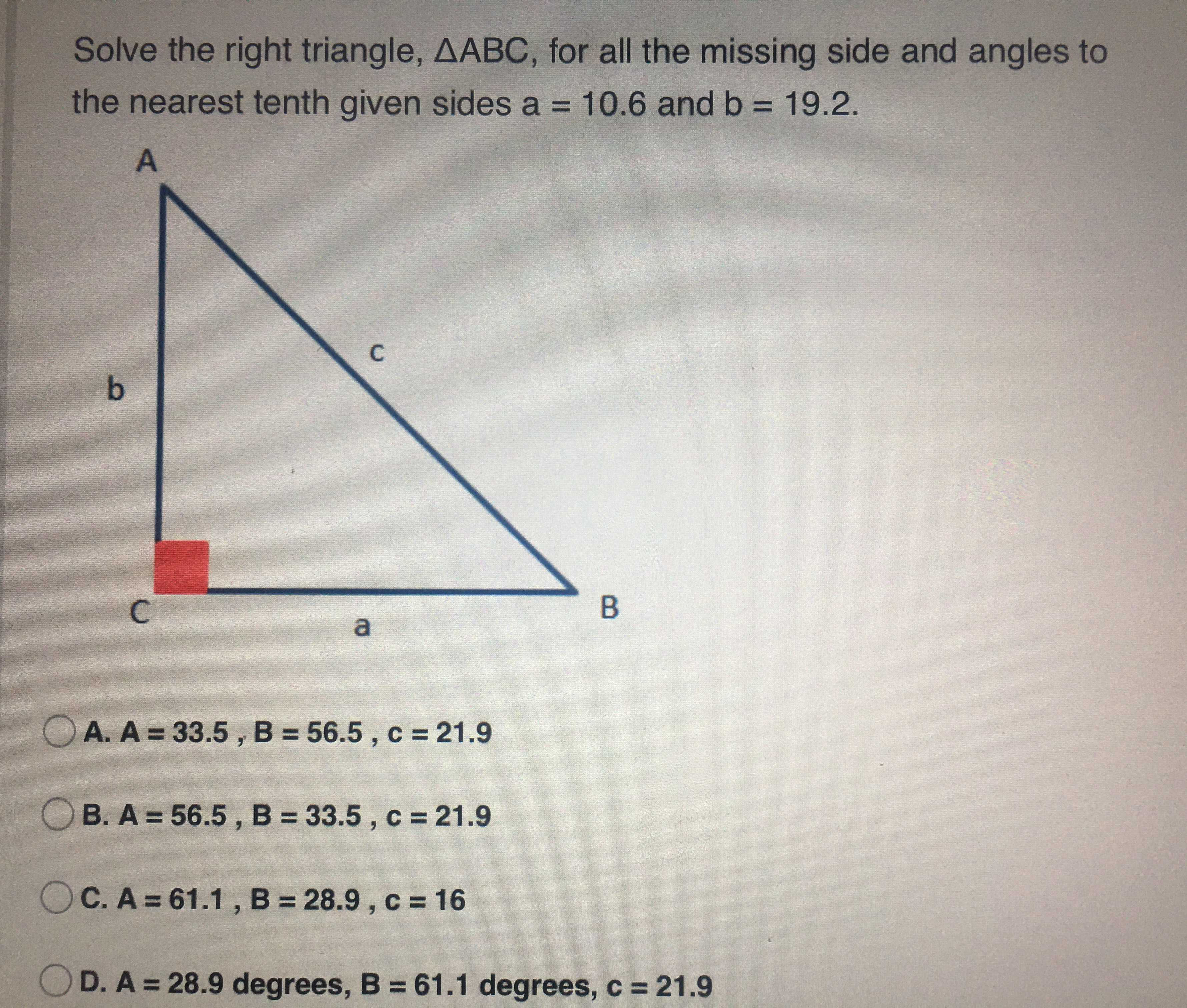 Wallpaper #_GcLCZMBSpphPi3-ZM3k266 Solve the Right Triangle Triangle Abc Fo Cameramath