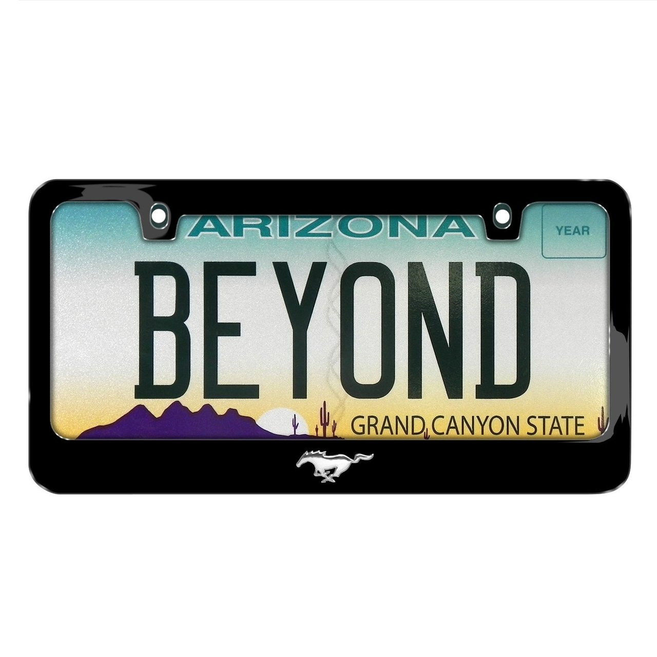 Wallpaper #PXR30Y4B_8f4nGFakXW952 Ford Mustang Pony 3D Chrome Emblem Black Metal License Plate Frame
