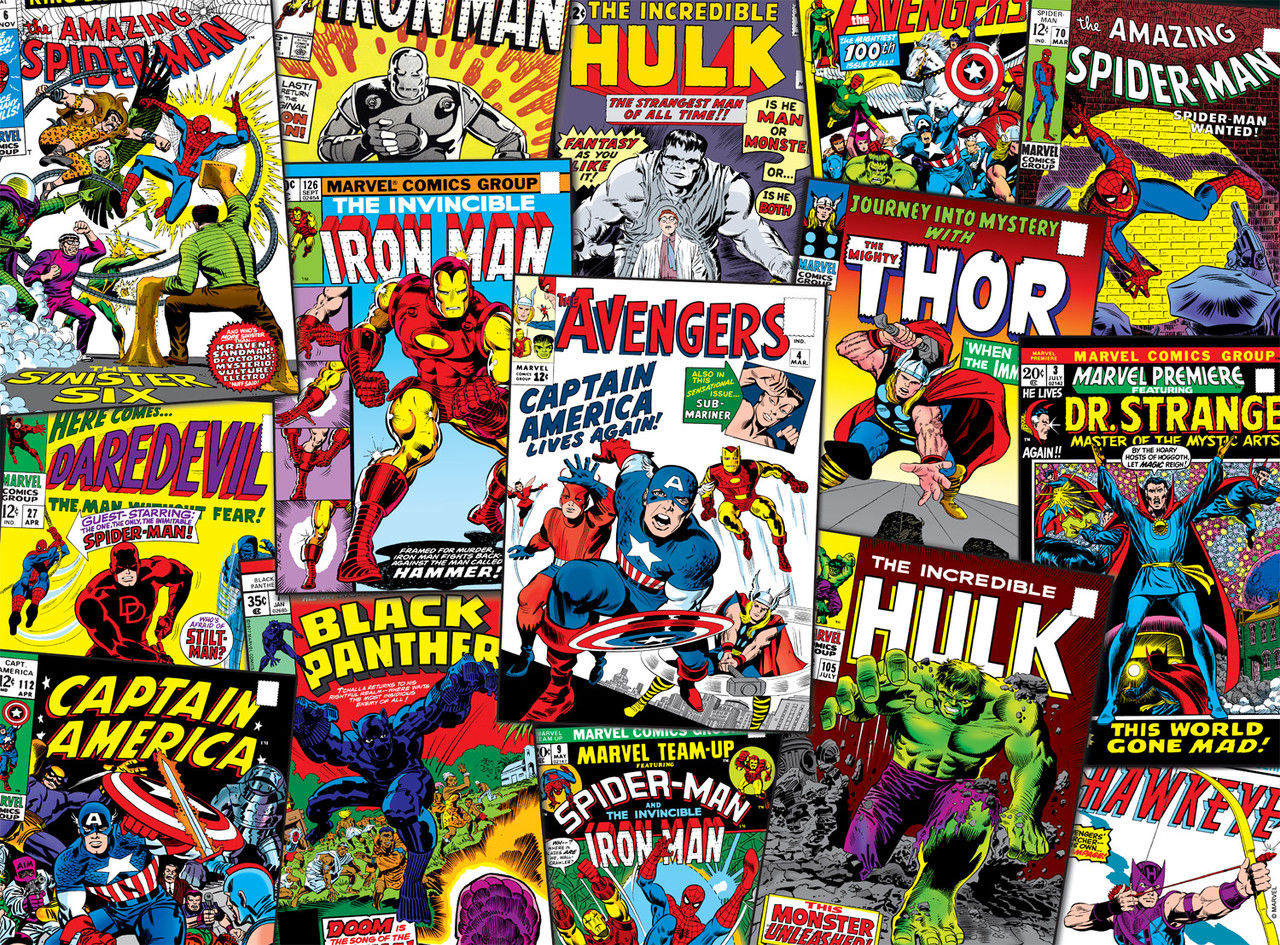 Wallpaper #L_8GaZMB3lSXT3zUVOWc337 Collage Marvel Comic Book Collage 1000 Piece Puzzle