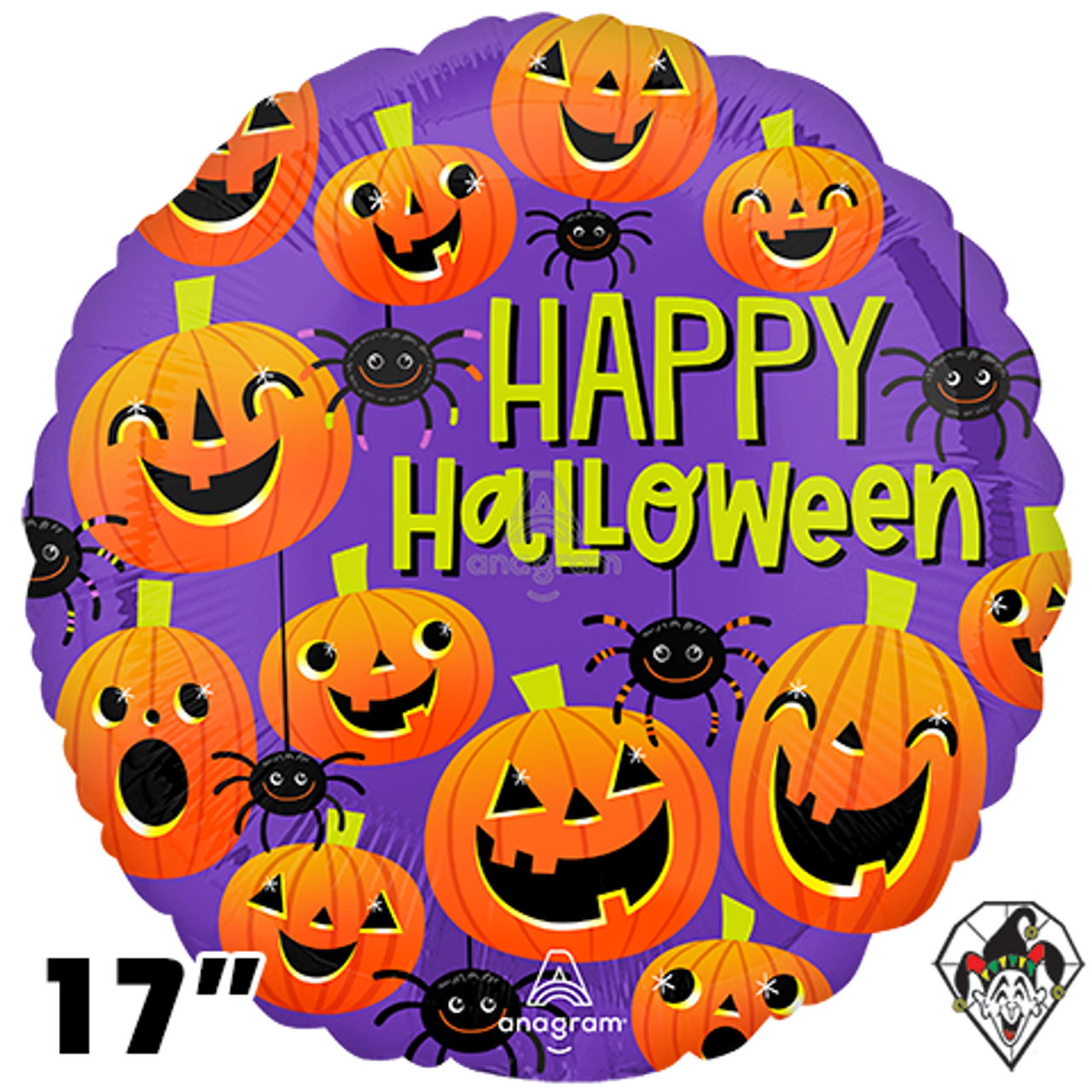 Wallpaper #tWgrGZMBSpphPi3-wxVR116 17 Inch Circle Halloween Spiders Pumpkins Foil Balloon Anagram 1ct