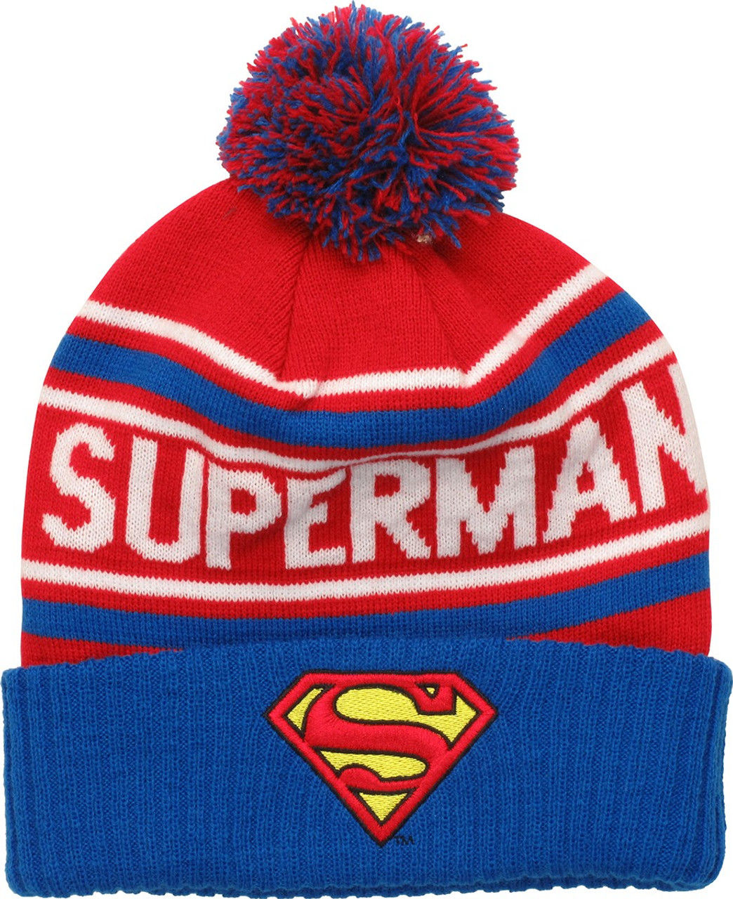 Wallpaper #p86XJZMB71dOy6JZFxTf256 Superman Logo Name Wrap Pom Beanie