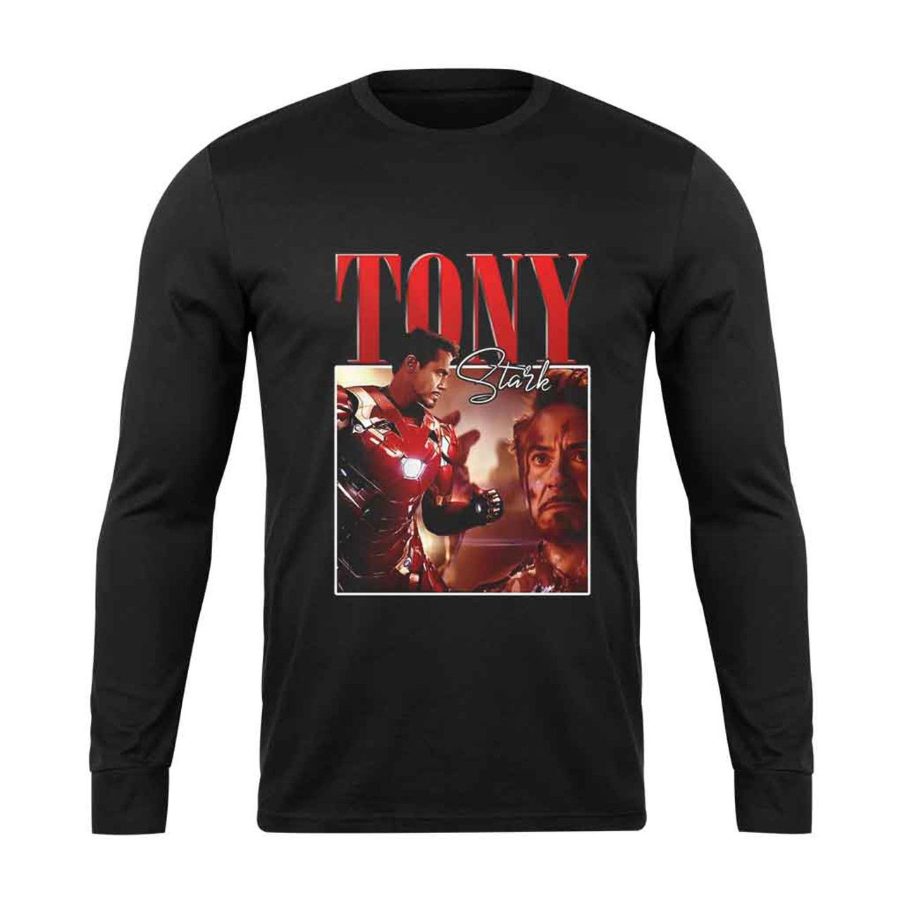 Wallpaper #N6WdOJMBVBiSkHCaNI6L240 Tony Stark Poster Marvel Graphic Long Sleeve T Shirt