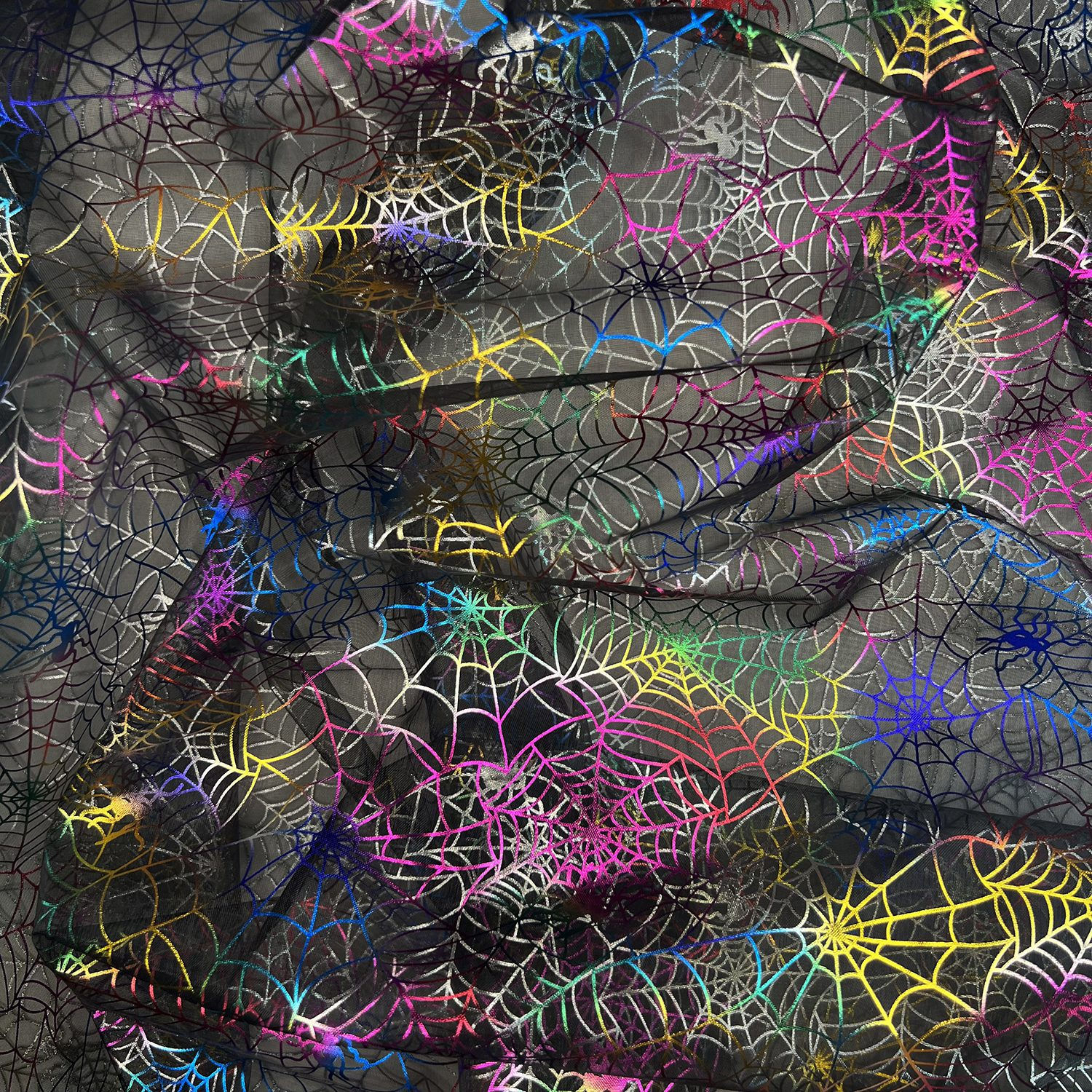 Wallpaper #F2jUHpMBSpphPi3-Fion370 Spider Webs Foil Printed Organza Multicolour Aberdashery