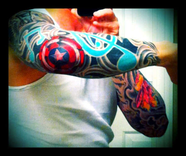 Wallpaper #P5zO4JIBZHQxiYarB7hG6 Left Arm Elbow Captain America Shield Tattoo