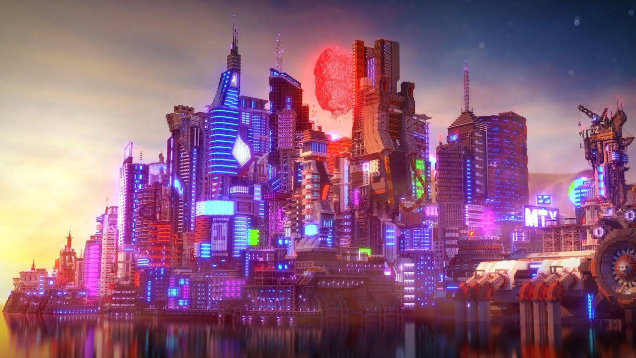 Wallpaper #FGfVEZMBSpphPi3-yPnY407 Recrean Night City De Cyberpunk 2077 En Minecraft Con Todo Detalle