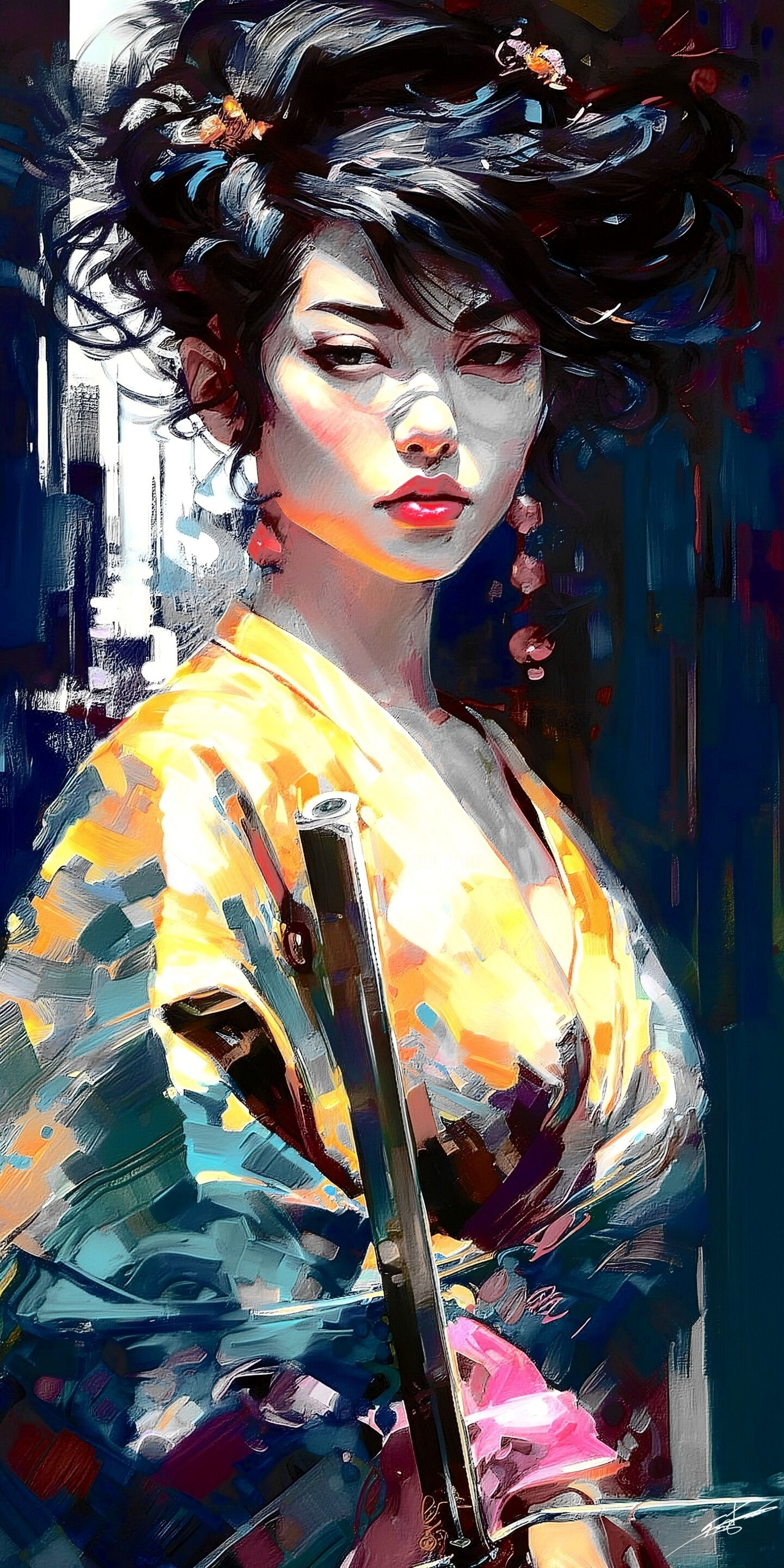 Wallpaper #DZ27ZJcBkAG5jTCH-LFh159 La Geisha En Kimono Digital Arts by F Font Dit Fly Artmajeur