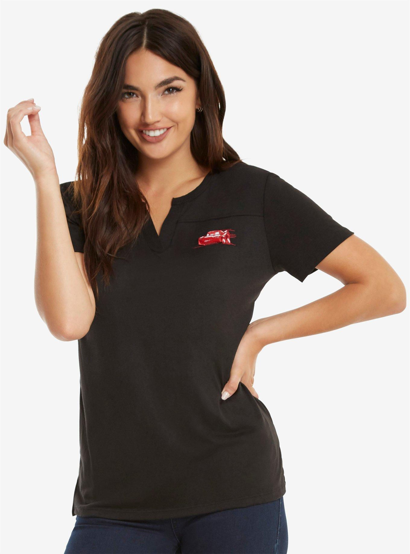 Wallpaper #jmcwCpMBSpphPi3-ftO6330 Disney Pixar Cars Lightning Mcqueen Embroidered Womens Top Boxlunch